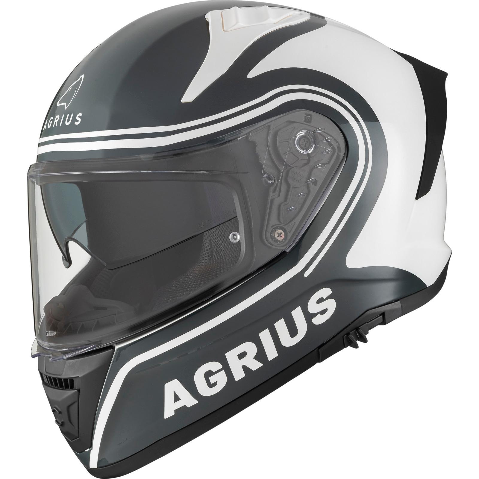 Agrius Storm Discharge Motorcycle Helmet XS Gloss Grey White