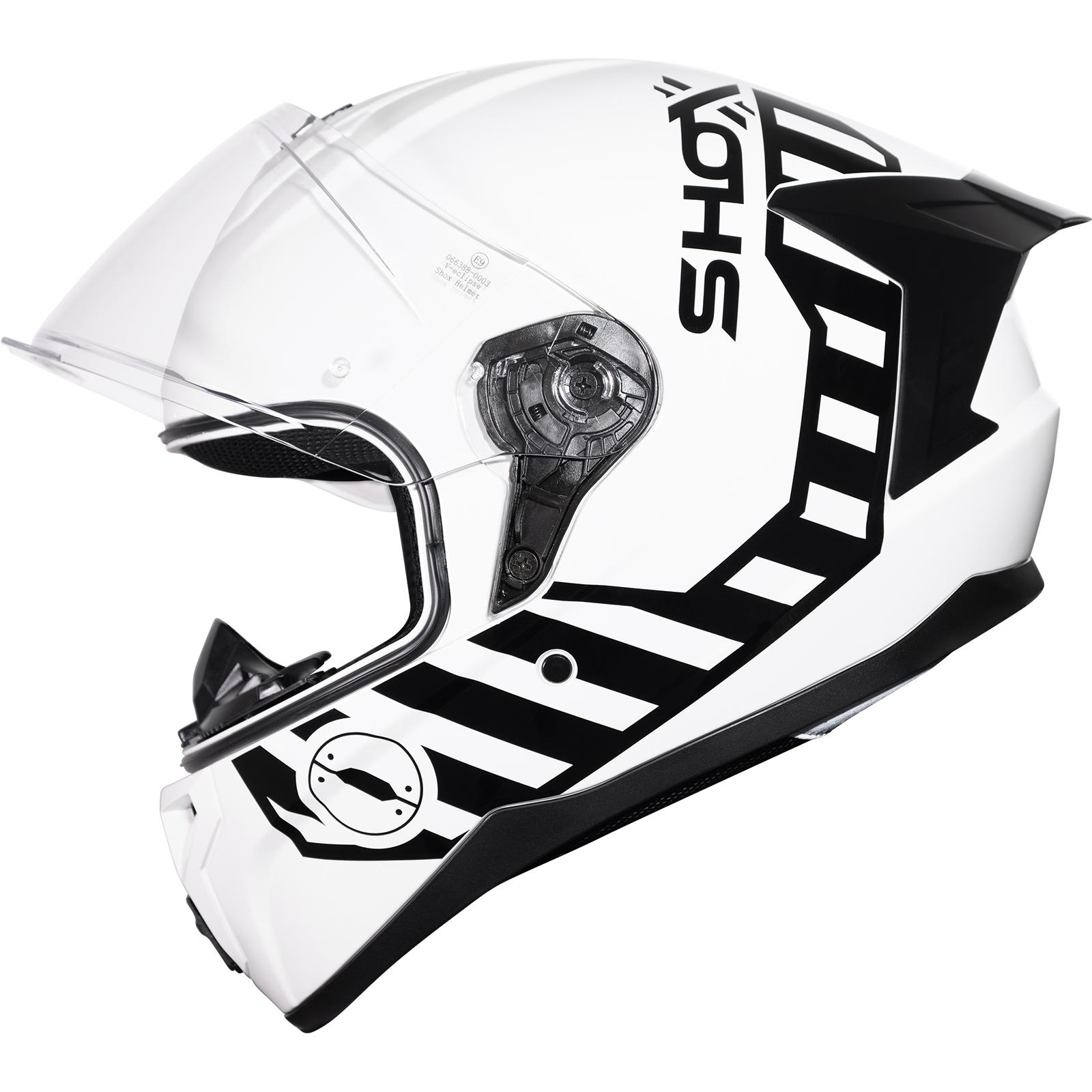 Shox Apex Core Motorcycle Helmet XS Gloss White Black image 2