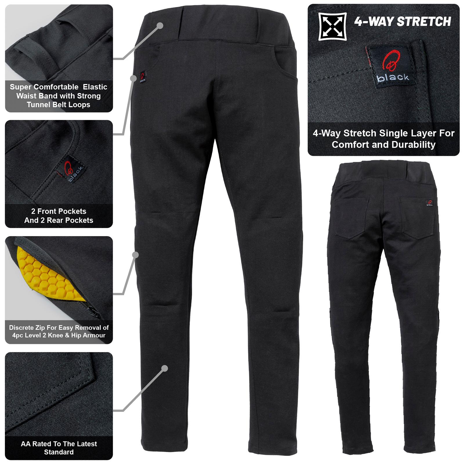 Black Premium Ladies Stretch Motorcycle Leggings UK 16 Black (Standard Leg) image 2