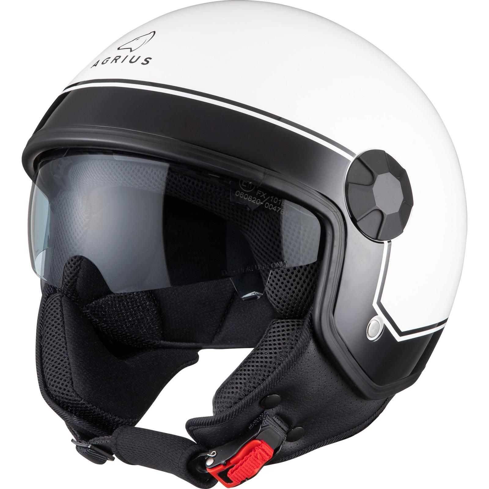 Agrius Gloss White Score Solid Open Face Motorcycle Helmet Xs