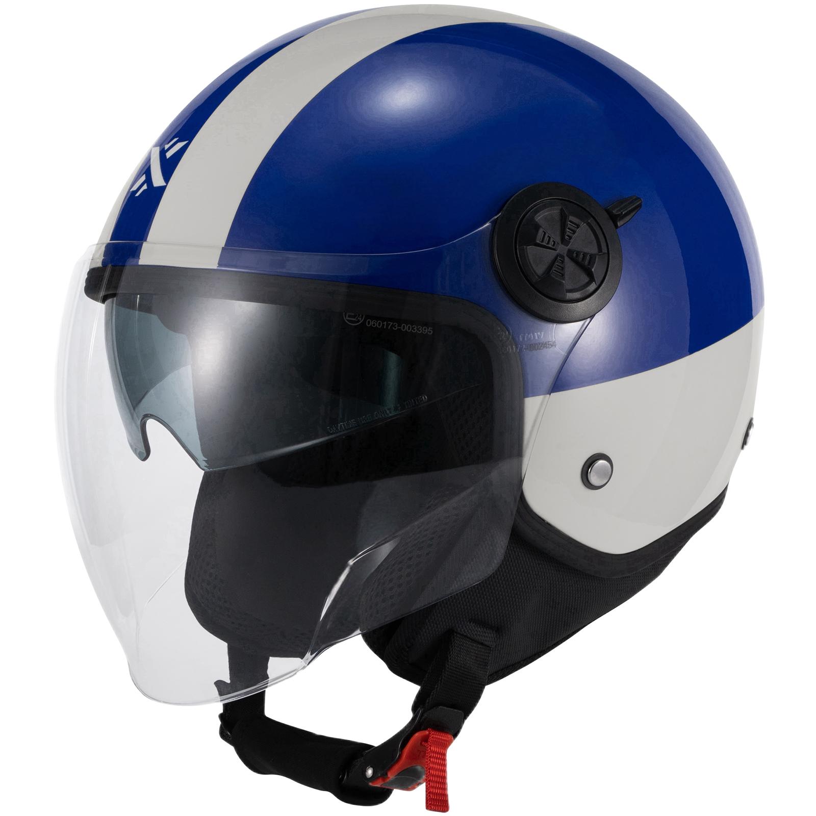 Shox Interceptor SV Ranger Open Face Motorcycle Helmet XS Gloss Grey Blue