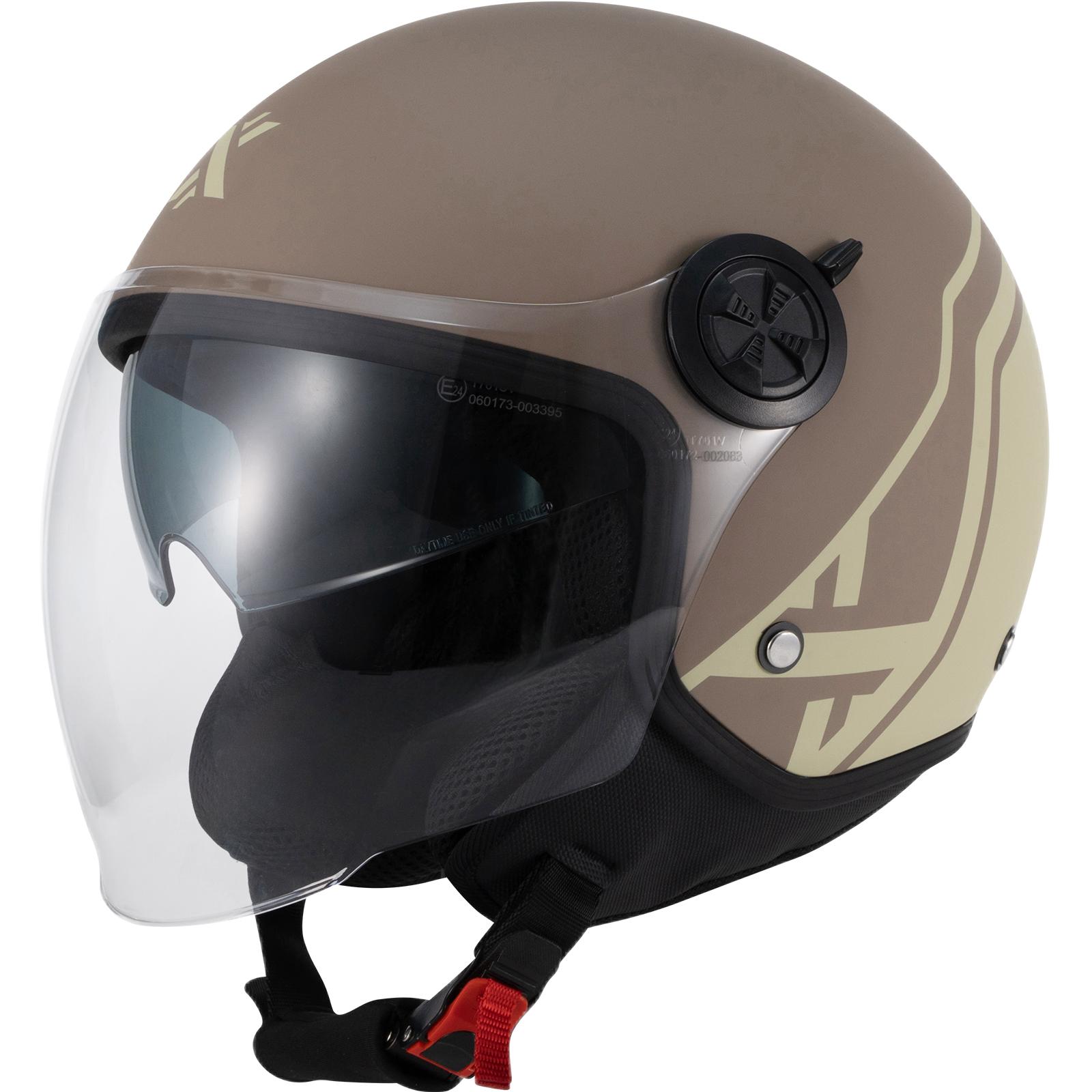 Shox Interceptor SV Delta Open Face Motorcycle Helmet M Matt Caramel Mocha
