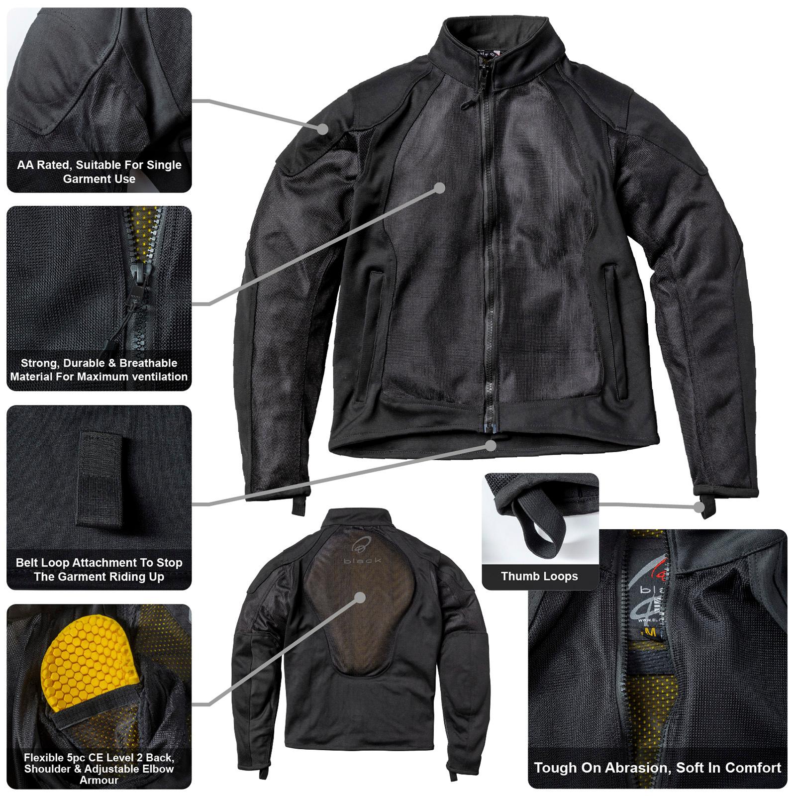Black Premium Air Armoured Motorcycle Jacket M Black image 2