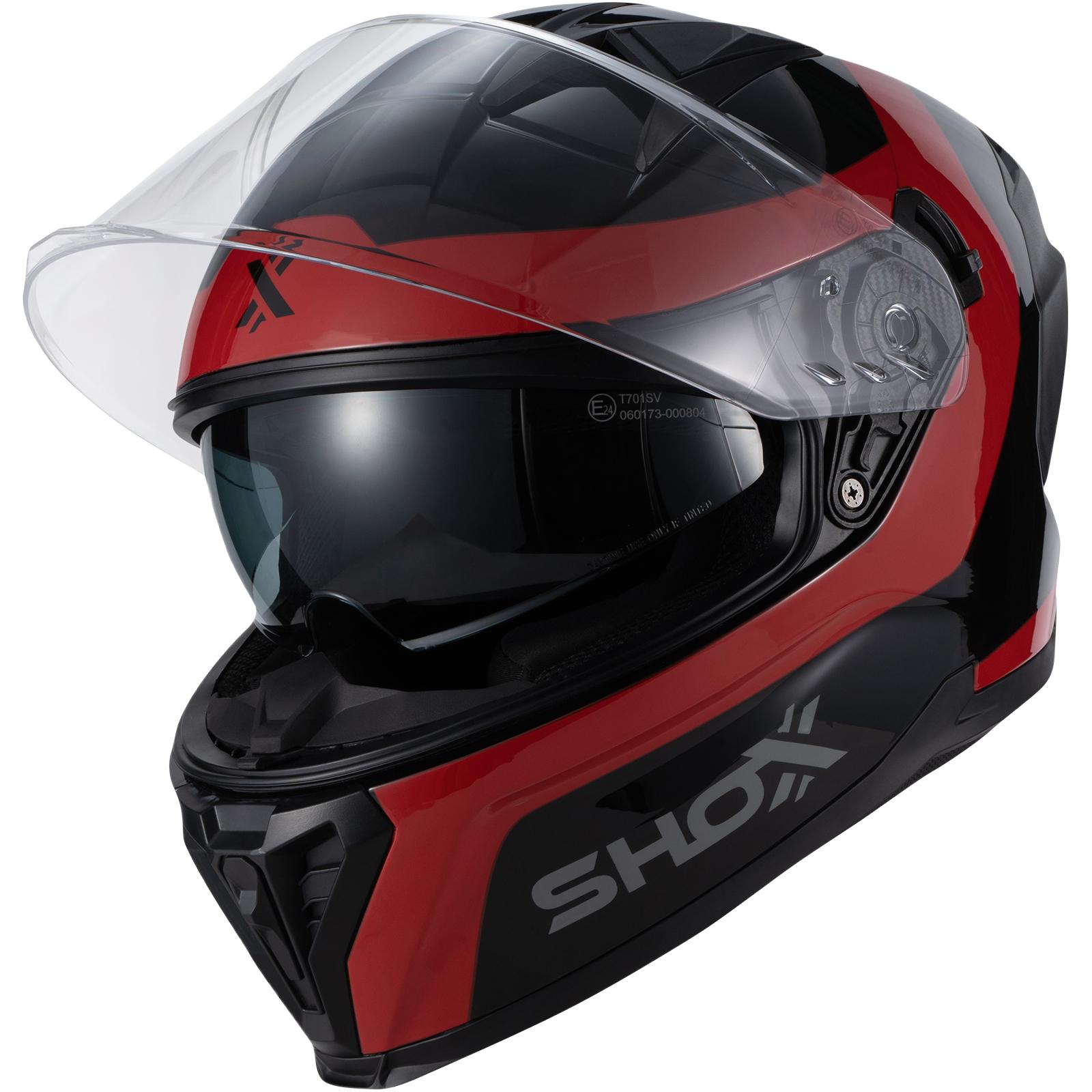 Shox Rapid Advance Motorcycle Helmet XL Gloss Black Red image 2
