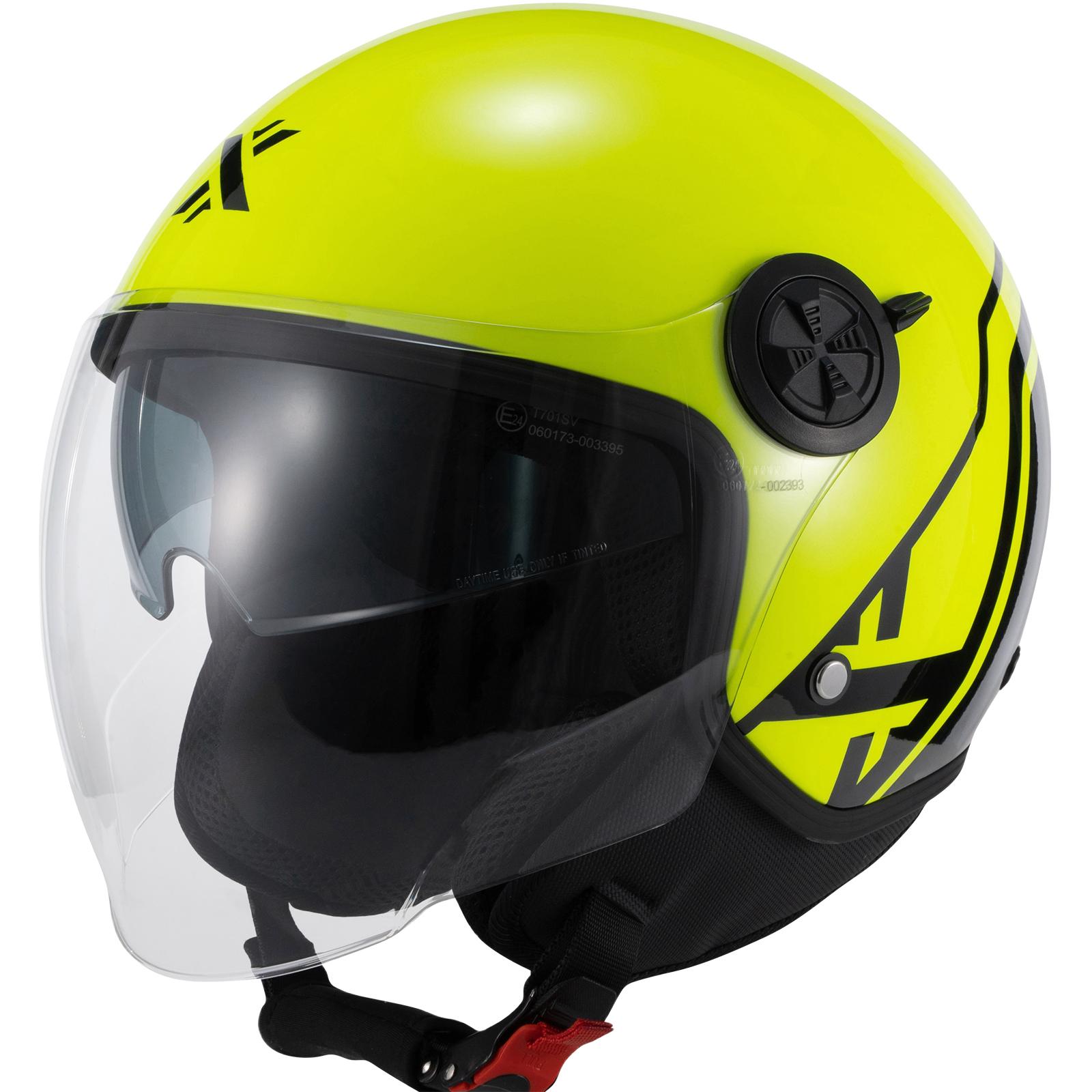 Shox Interceptor SV Delta Open Face Motorcycle Helmet XS Gloss Black Hi-Vis