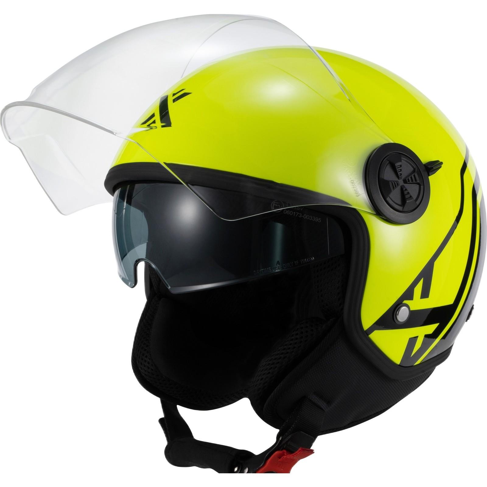 Shox Interceptor SV Delta Open Face Motorcycle Helmet XS Gloss Black Hi-Vis image 2