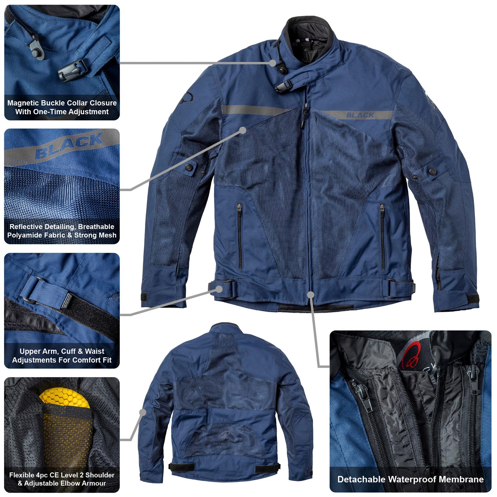 Black Openwork Air Motorcycle Jacket XXL Navy Blue image 2