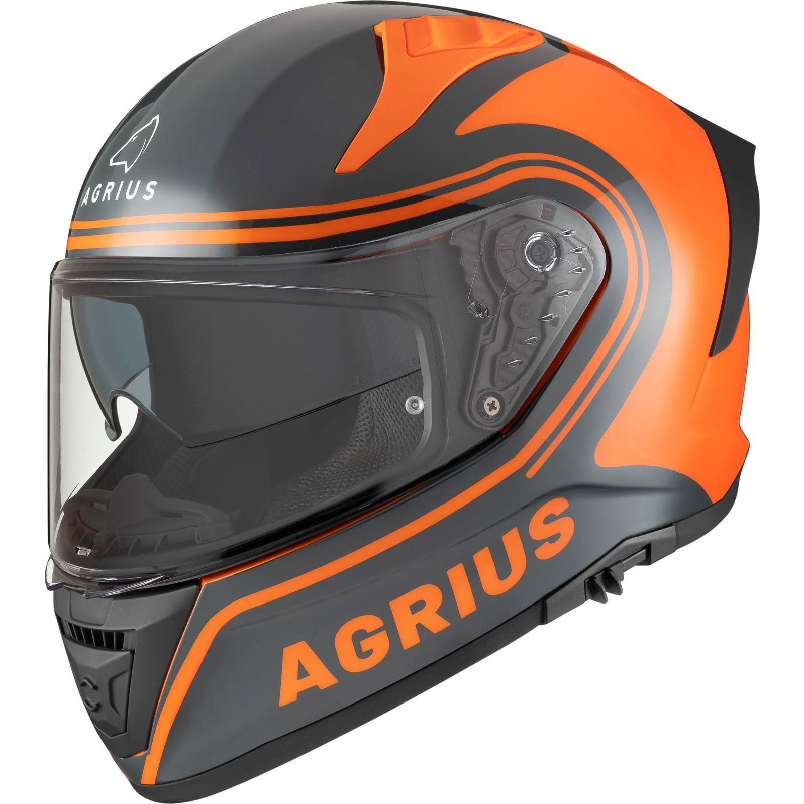 Agrius Storm Discharge Motorcycle Helmet XS Gloss Grey Orange