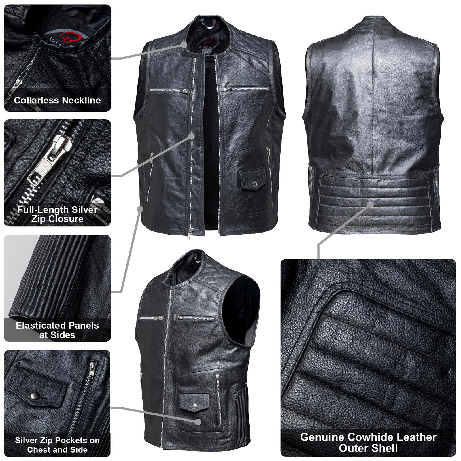 Black Phoenix Leather Motorcycle Vest M Black image 2