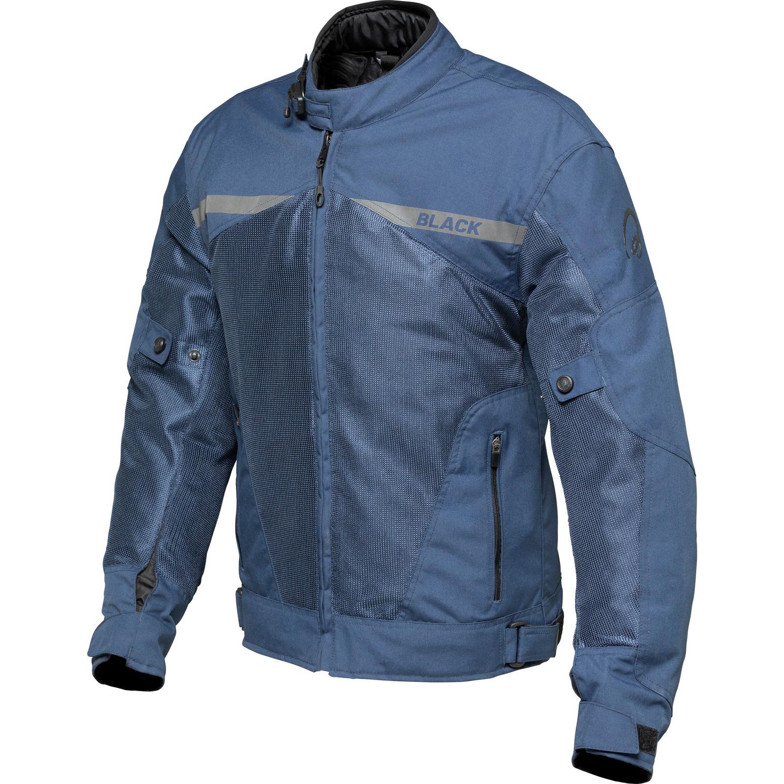 Black Navy Blue Openwork Air Motorcycle Jacket 4XL