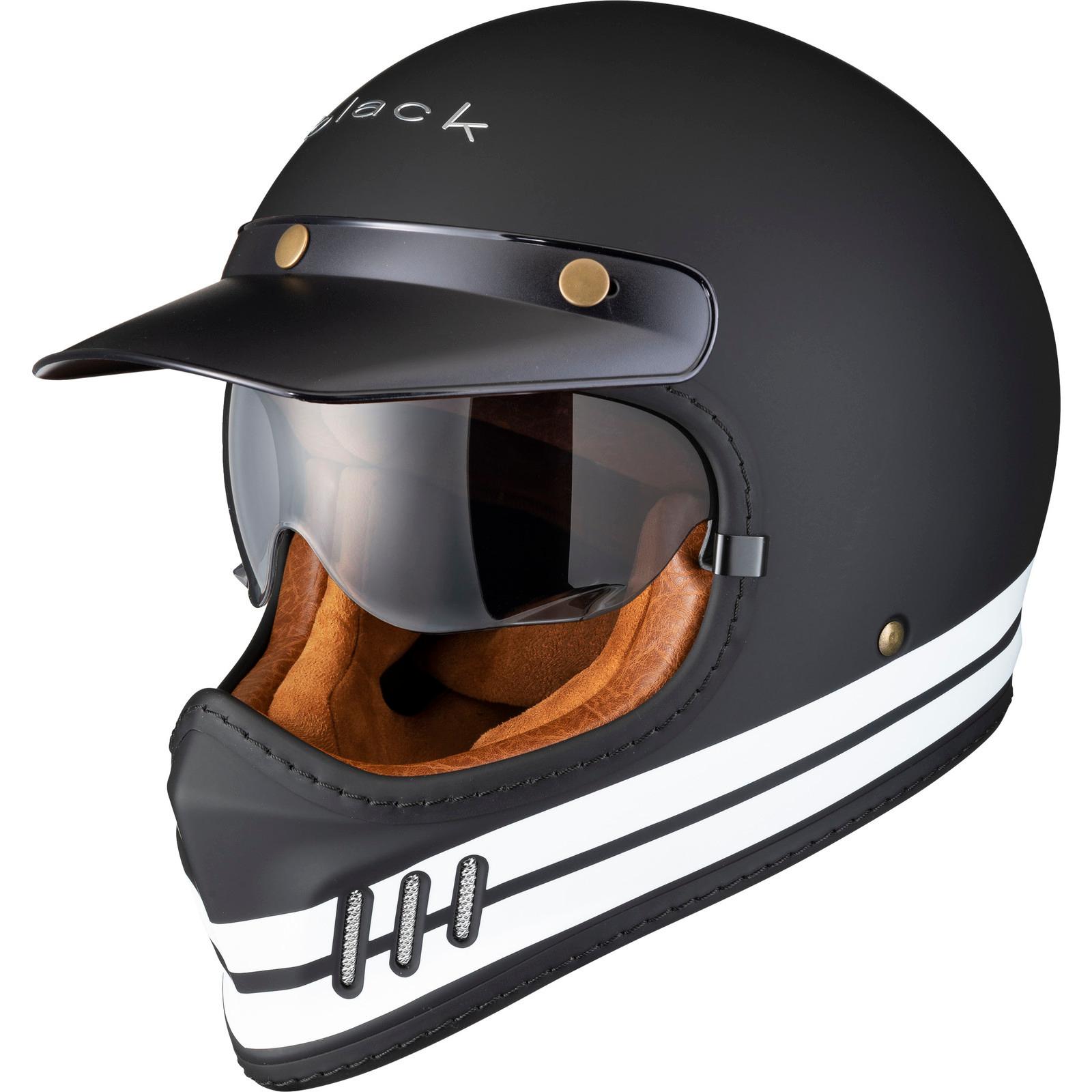 Black Royale Pureline Retro Motorcycle Helmet L Matt Black