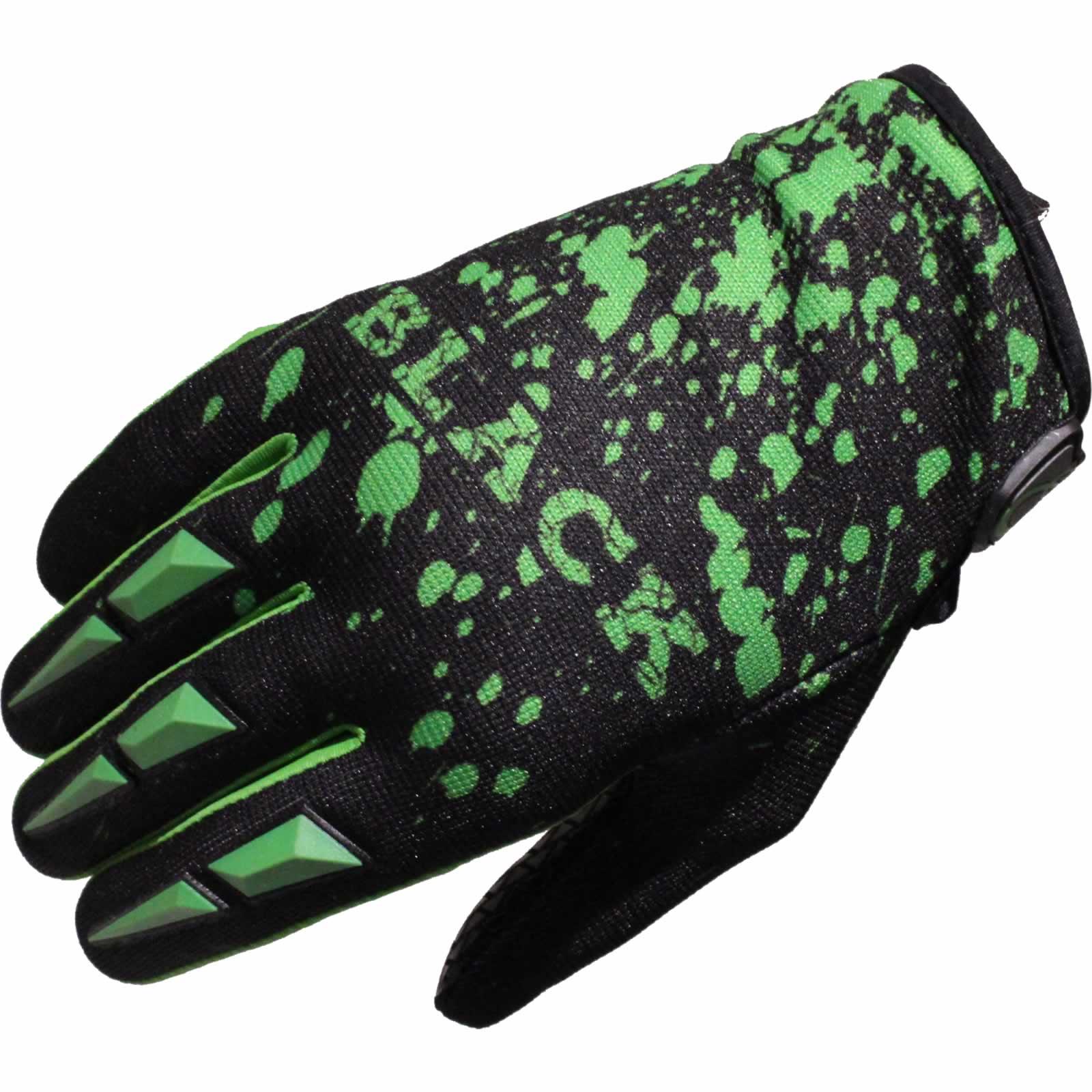 Black Green Mx Splat Motocross Gloves L