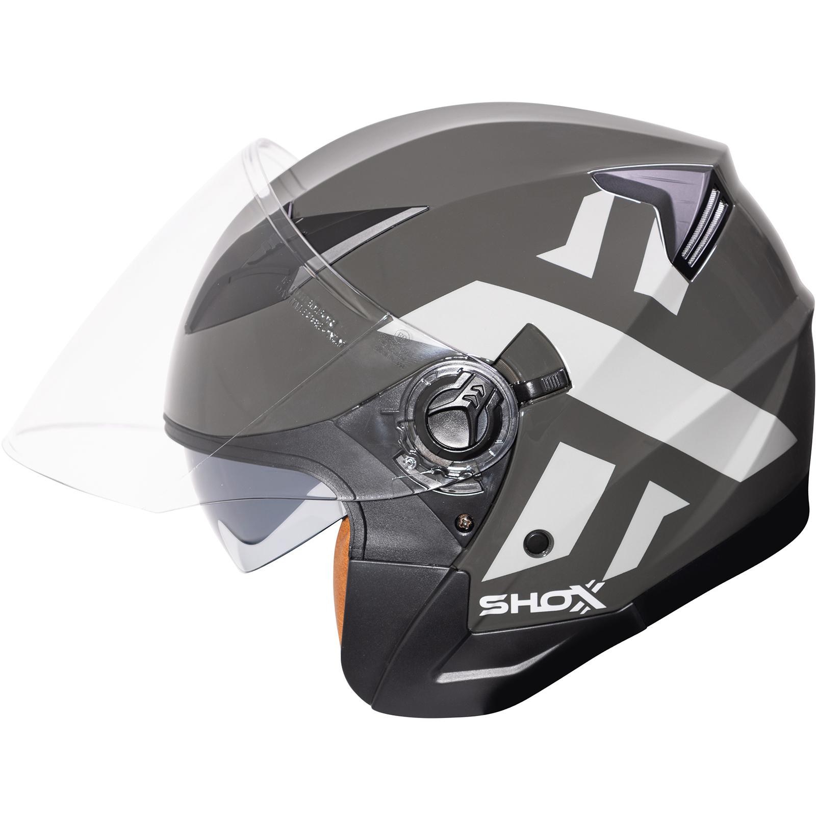 Shox Defender-X Open Face Motorcycle Helmet XXL Grey-X image 2