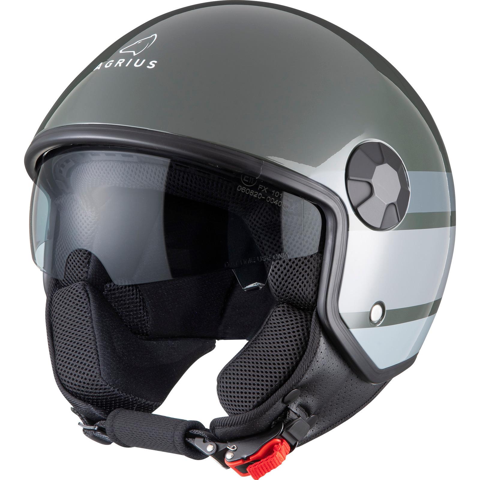 Agrius Gloss Grey Score Stria Open Face Motorcycle Helmet S
