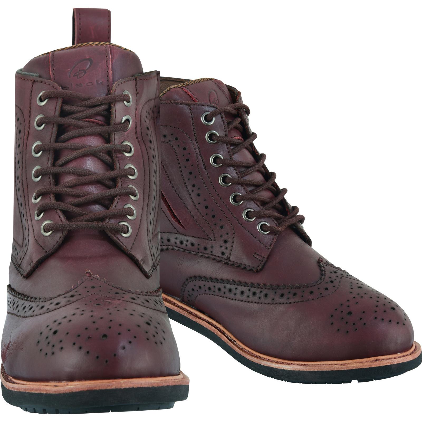 Black Officer Brogue Motorcycle Boots 46 Dark Red (UK 12) image 2
