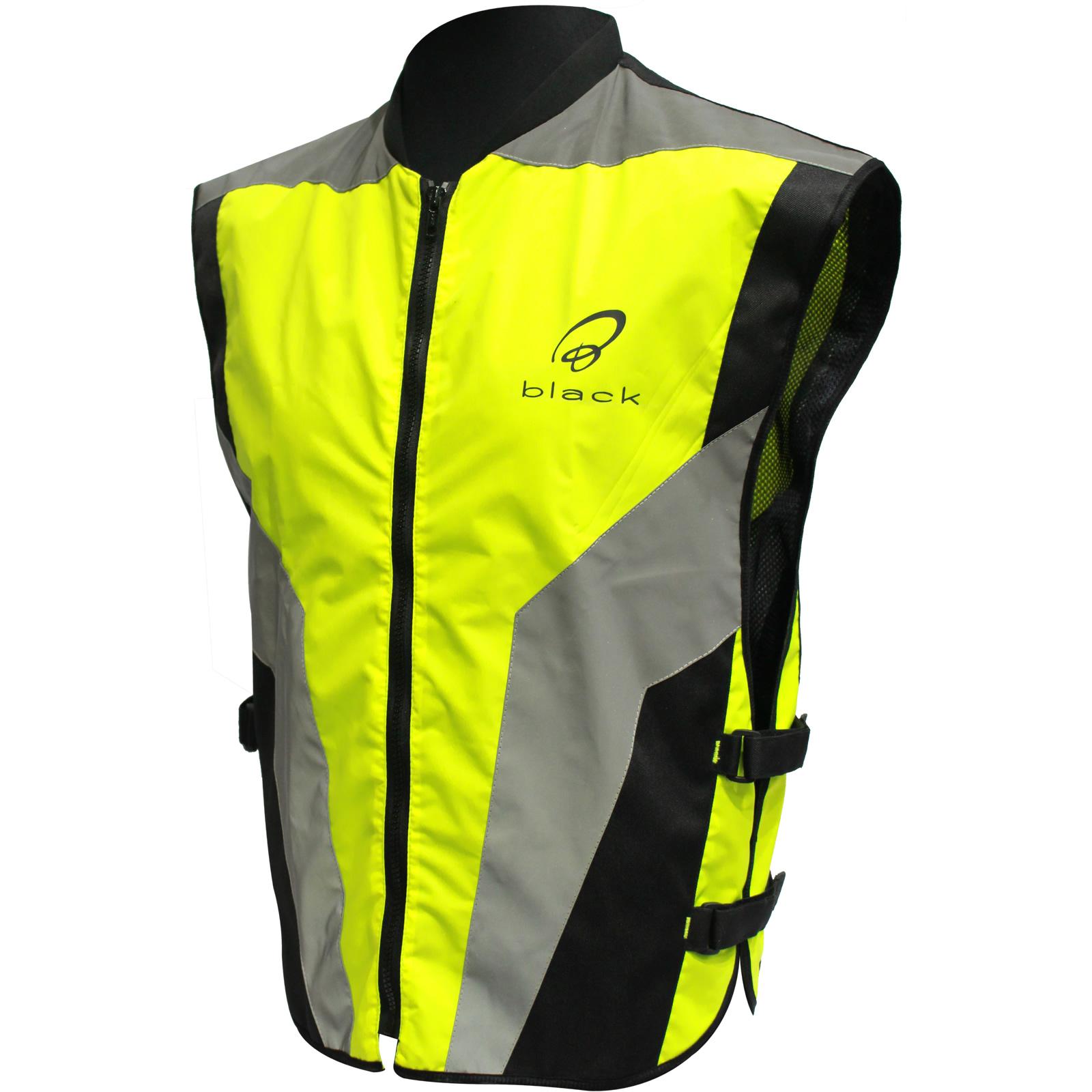 Black Hi-Vis Motorcycle Vest 8XL Yellow Cordura from GhostBikes.com