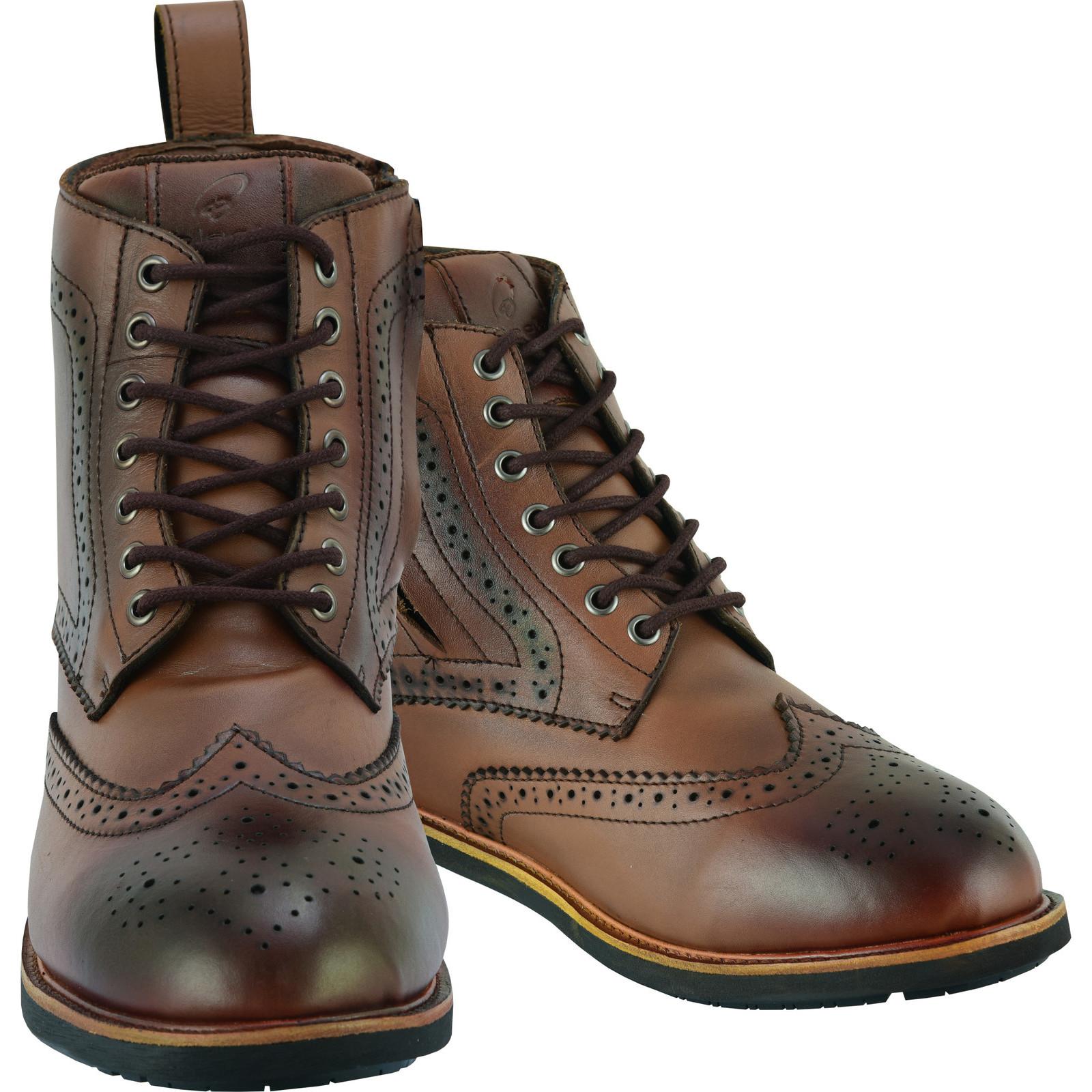 Black Officer Brogue Motorcycle Boots 43 Brown (UK 9) image 2