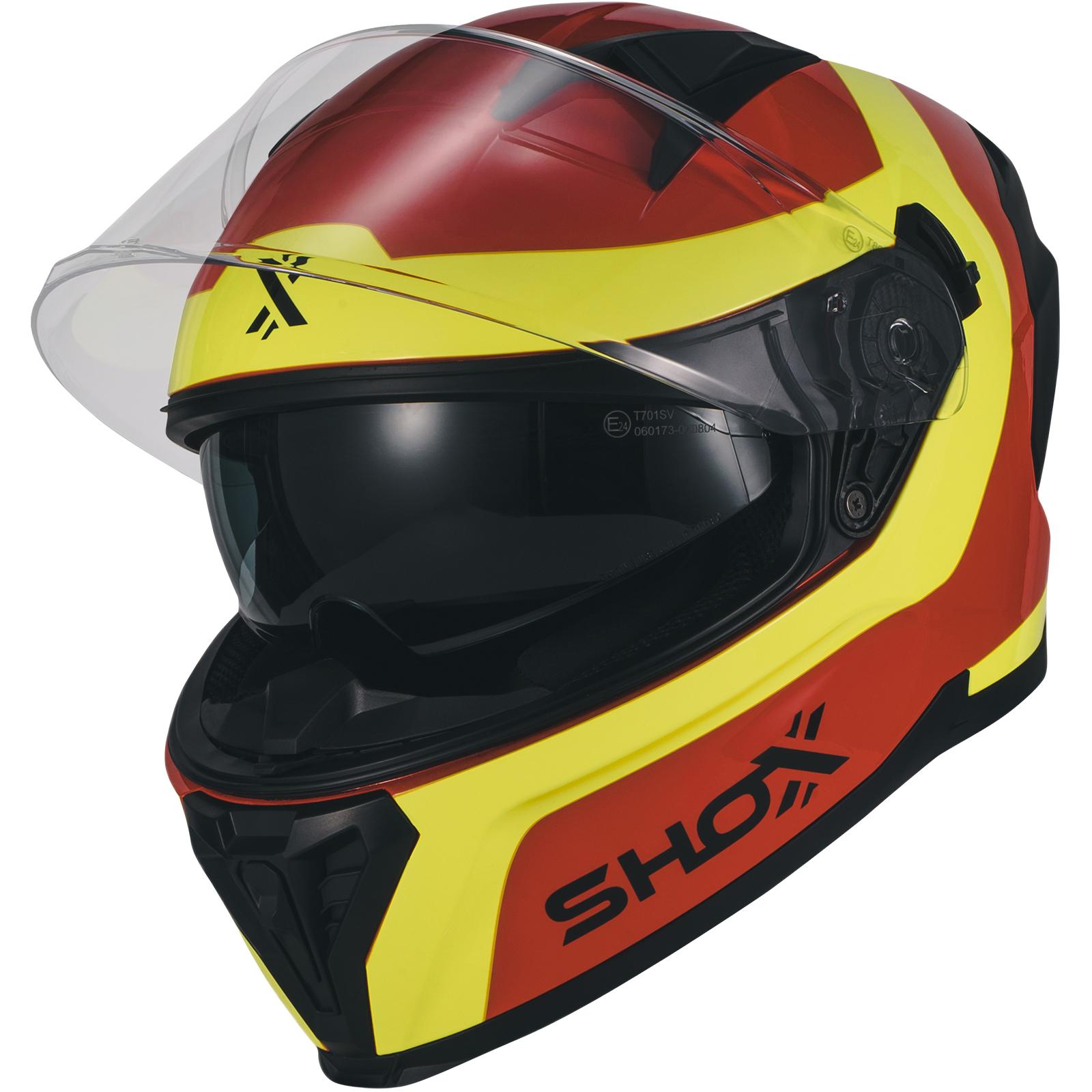 Shox Rapid Advance Motorcycle Helmet M Gloss Orange Hi-Vis Yellow image 2
