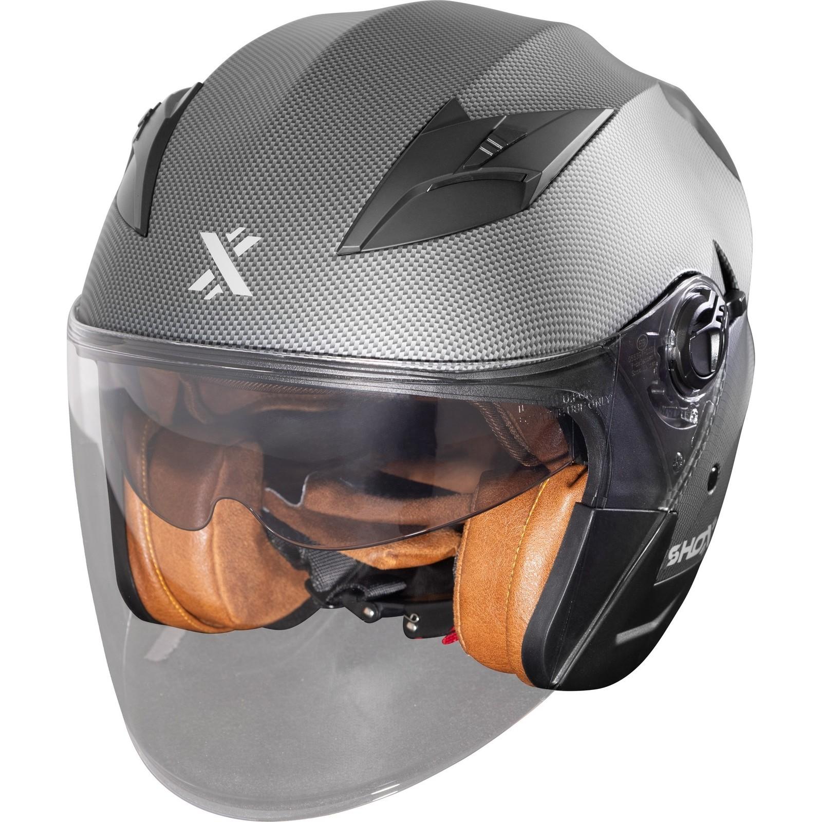 Shox Defender Carbon Open Face Motorcycle Helmet XXL Matt Carbon Effect