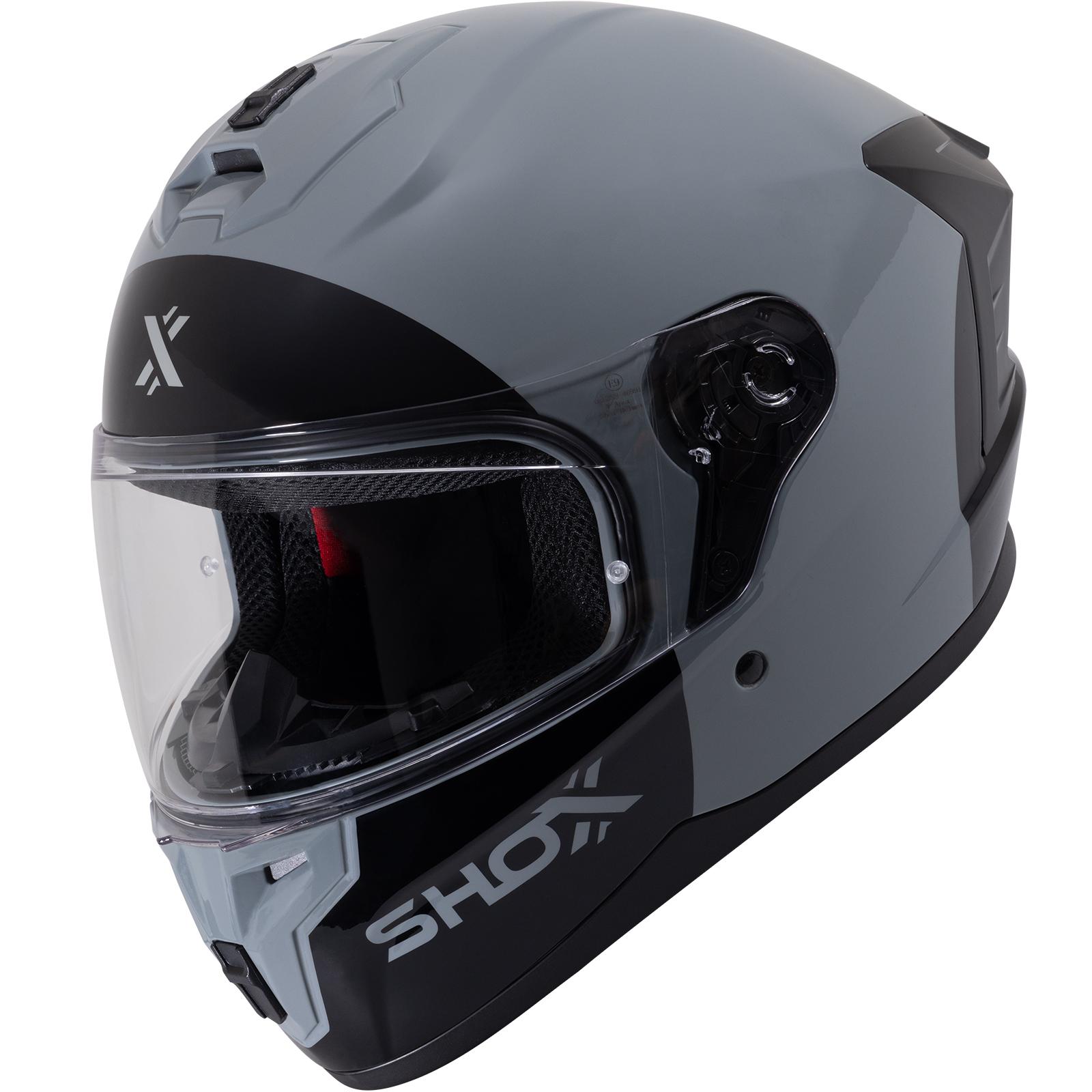 Shox Apex Base Motorcycle Helmet L Gloss Grey Black