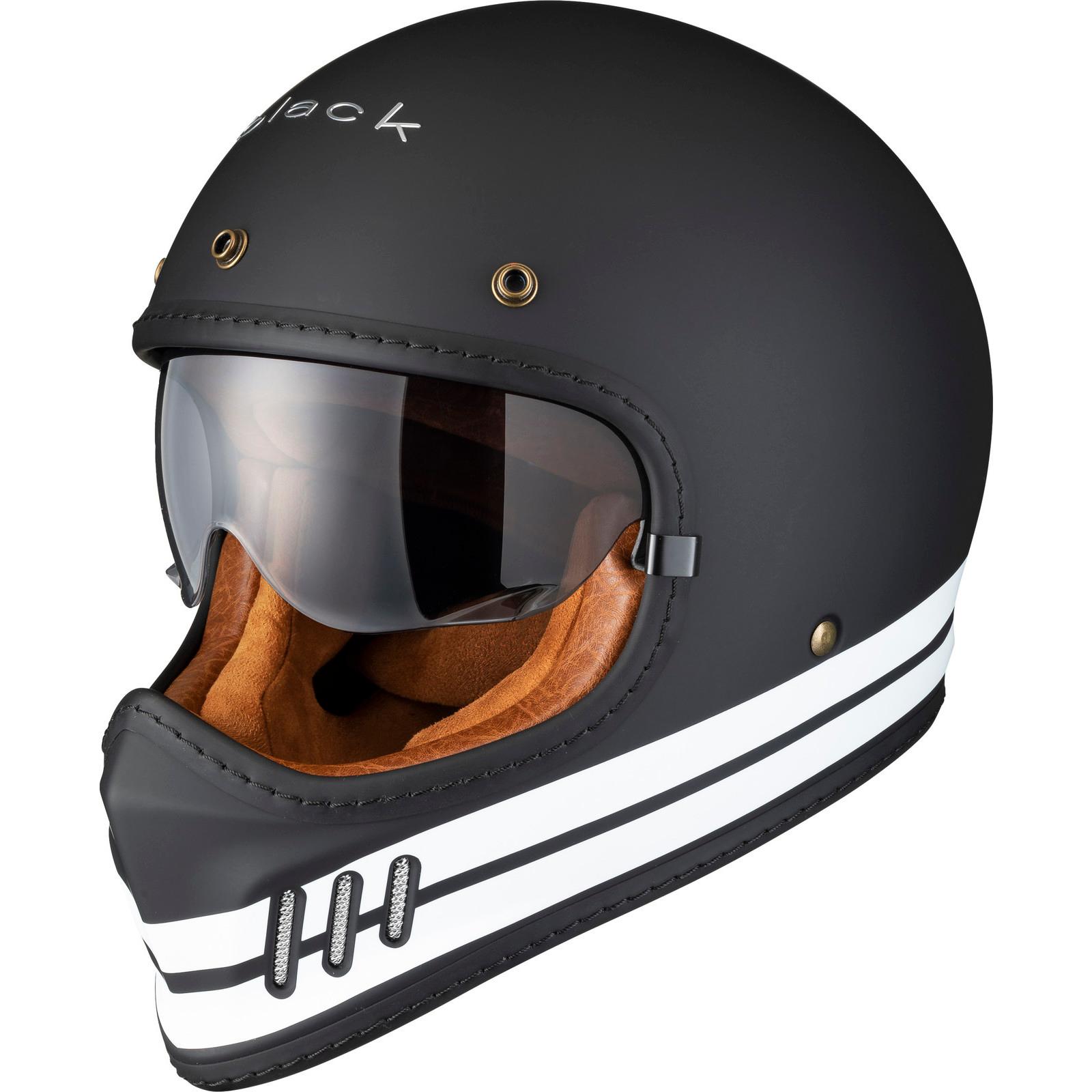 Black Royale Pureline Retro Motorcycle Helmet M Matt Black image 2