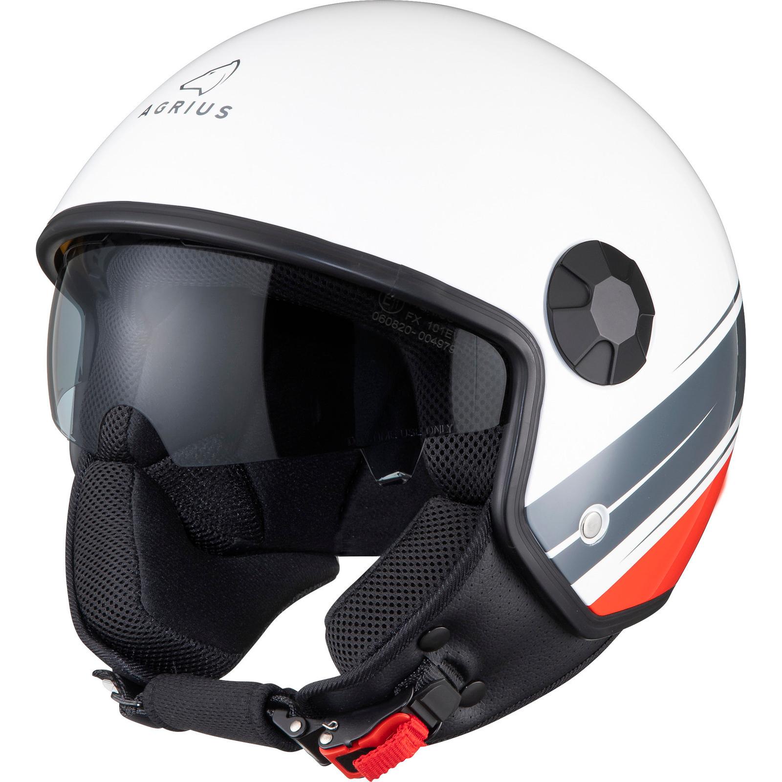 Agrius Score Conoid Open Face Motorcycle Helmet M Gloss White