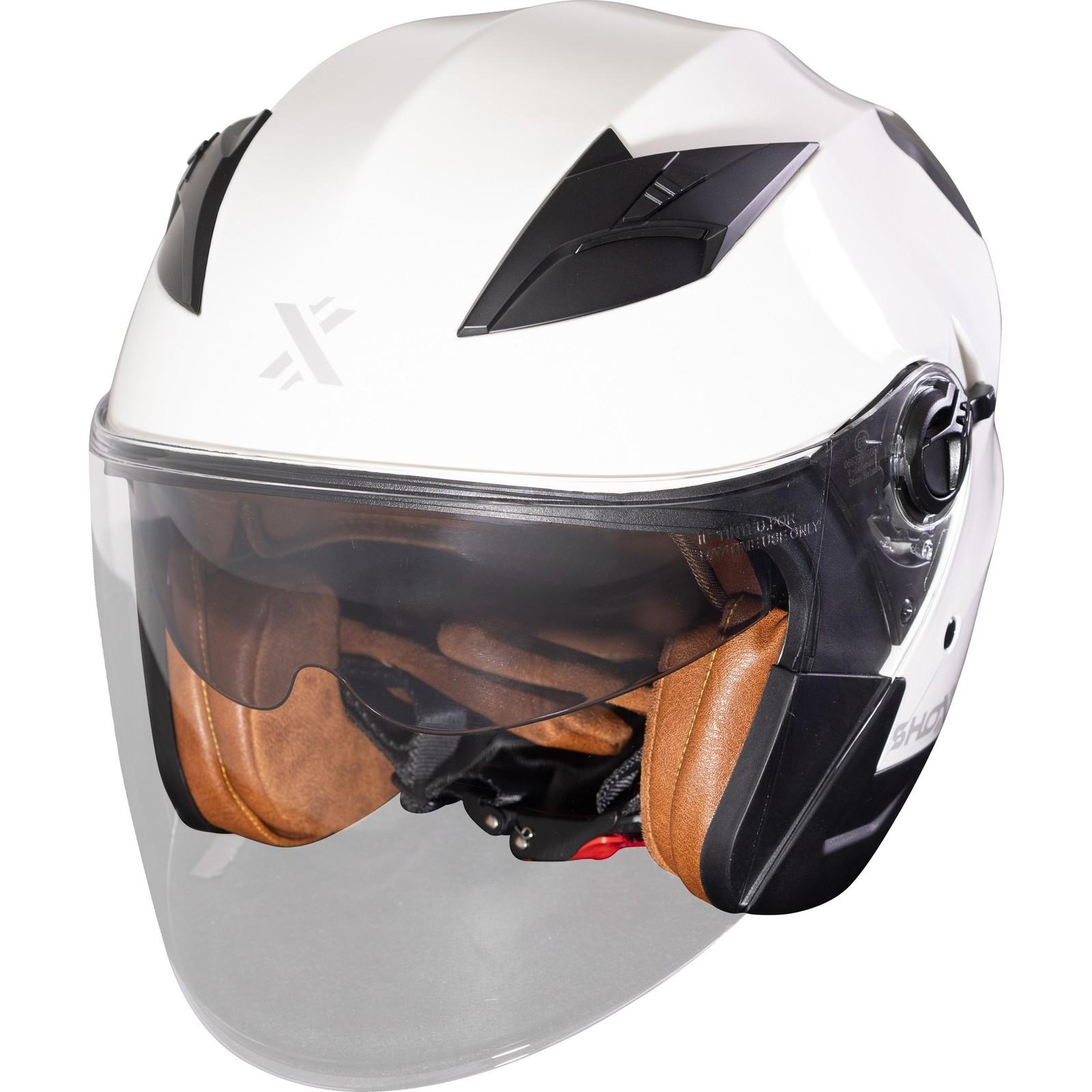 Shox Defender Solid Open Face Motorcycle Helmet XS Gloss White