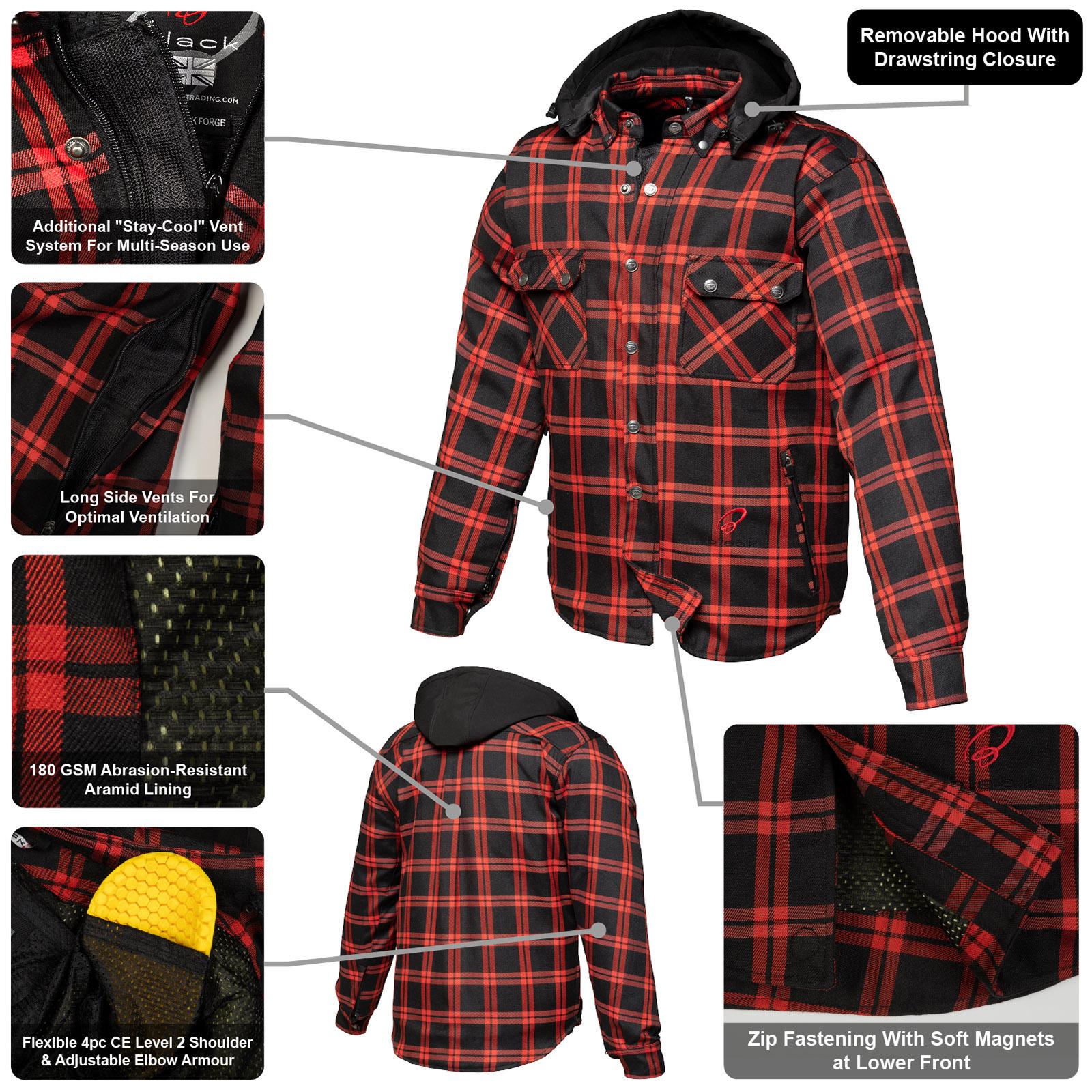Black Forge Armoured Motorcycle Shirt XXL Black Red image 2