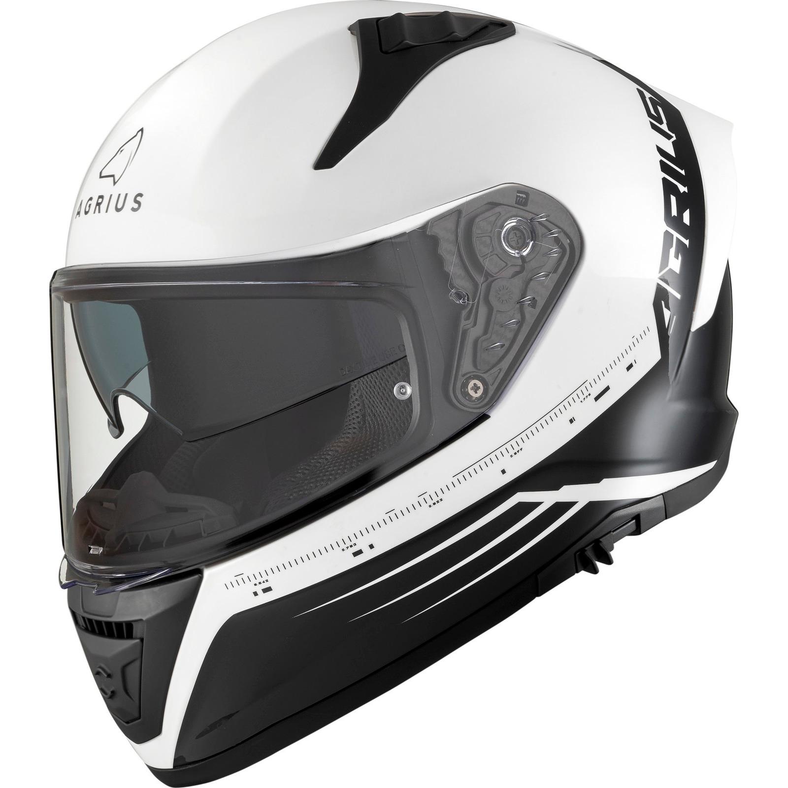 Agrius Storm Calibration Motorcycle Helmet XS Gloss White Black