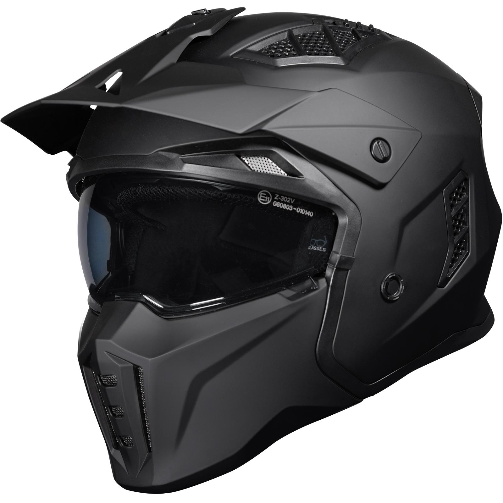 Black Matt Street Fighter Open Face Motorcycle Helmet Xxl