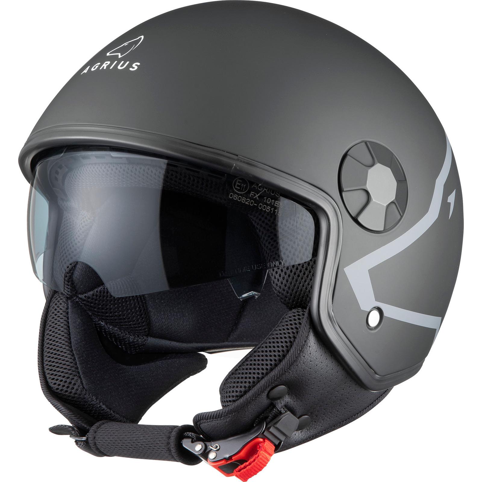 Agrius Score Shield Open Face Motorcycle Helmet S Matt Black