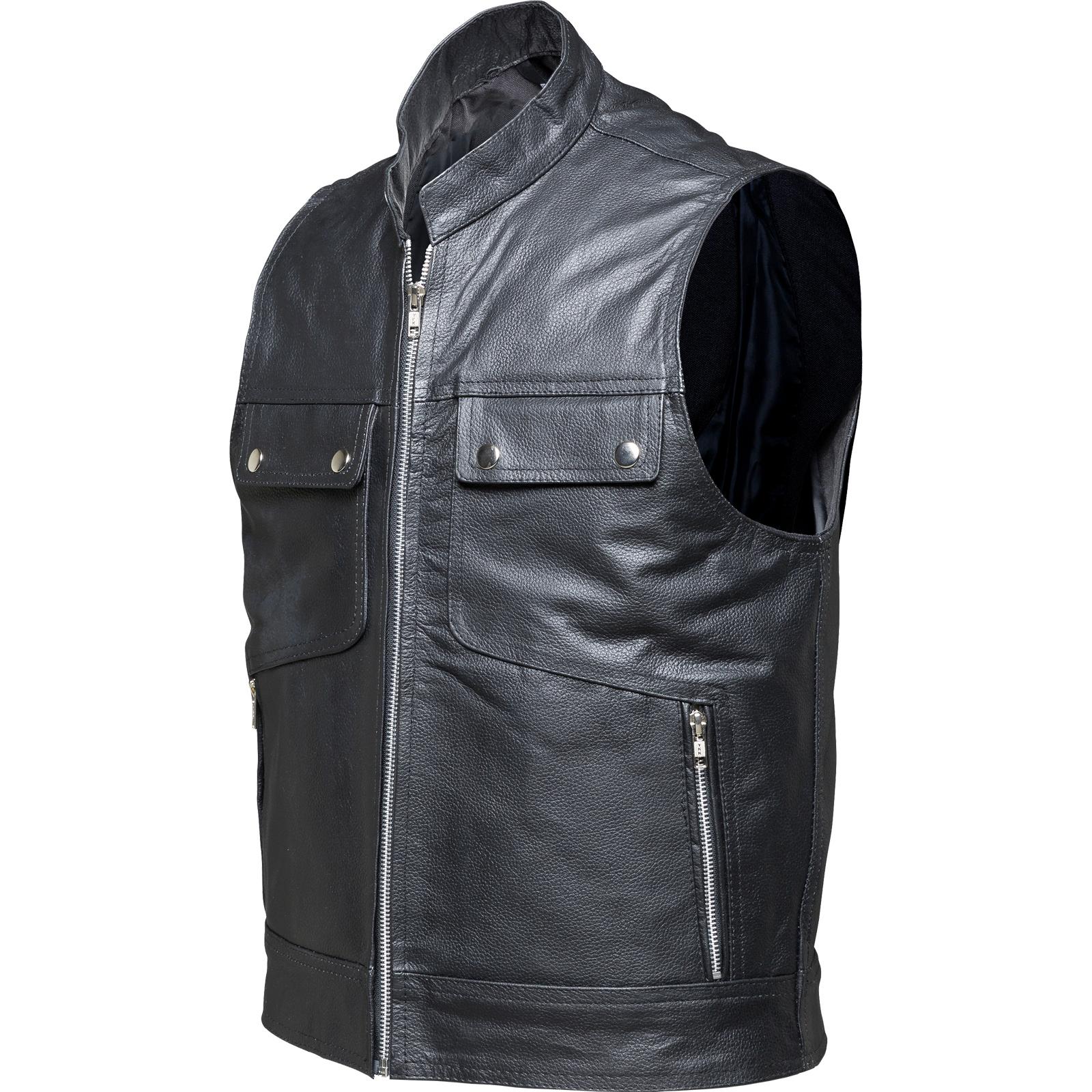 Black Highway Leather Motorcycle Vest XXL Black
