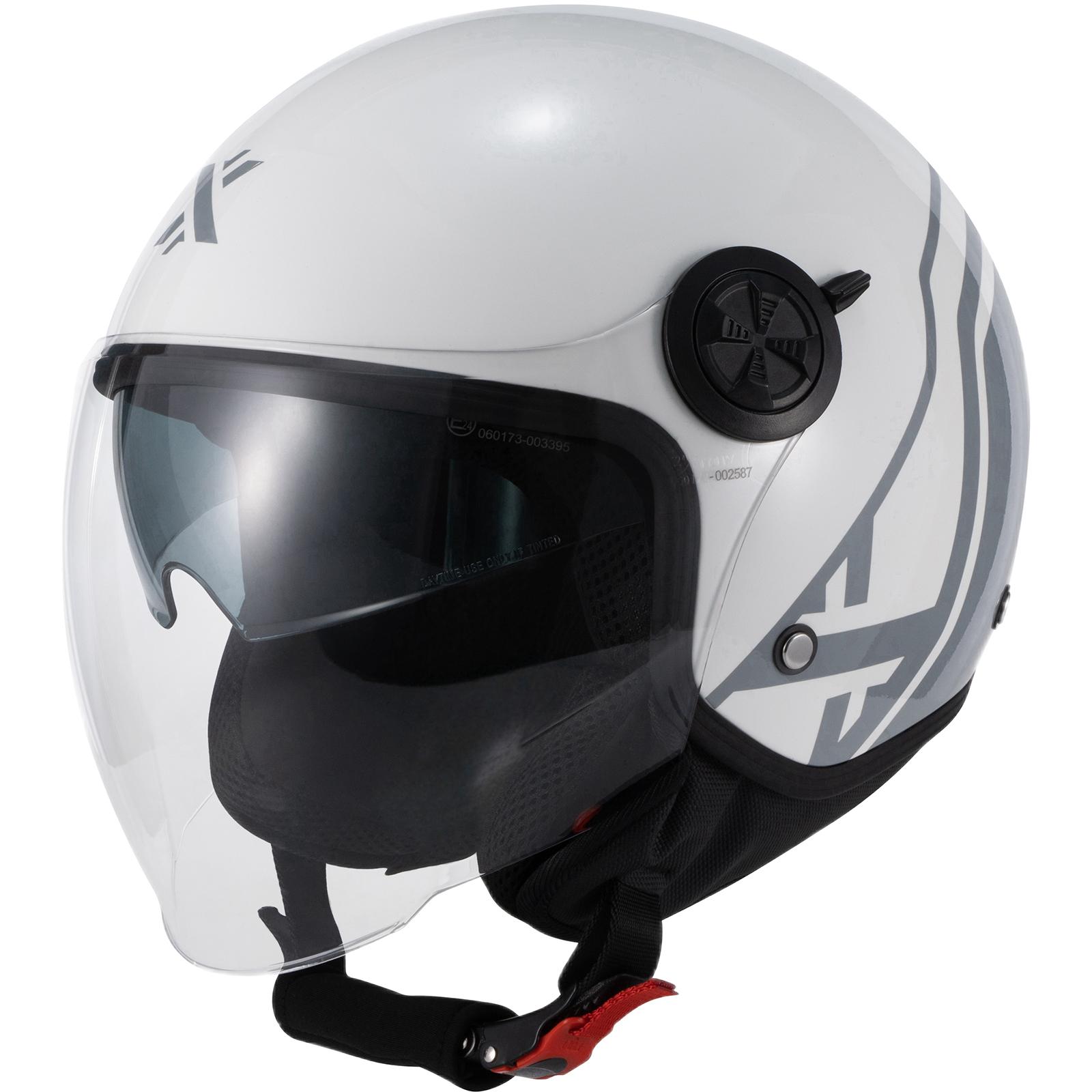 Shox Interceptor SV Delta Open Face Motorcycle Helmet XS Gloss Grey White