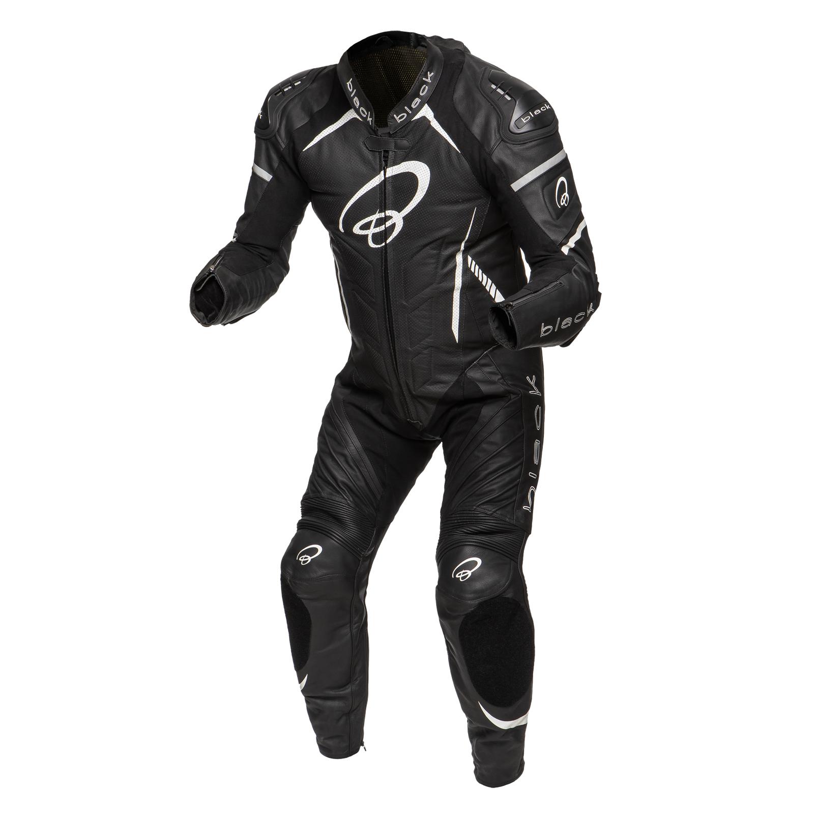 Black Thunder 1-Piece Leather Motorcycle Suit 48 Black White (UK 38) image 2