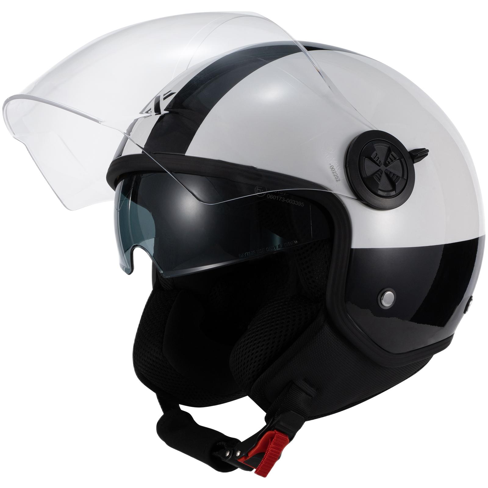 Shox Interceptor SV Ranger Open Face Motorcycle Helmet S Gloss Black White image 2