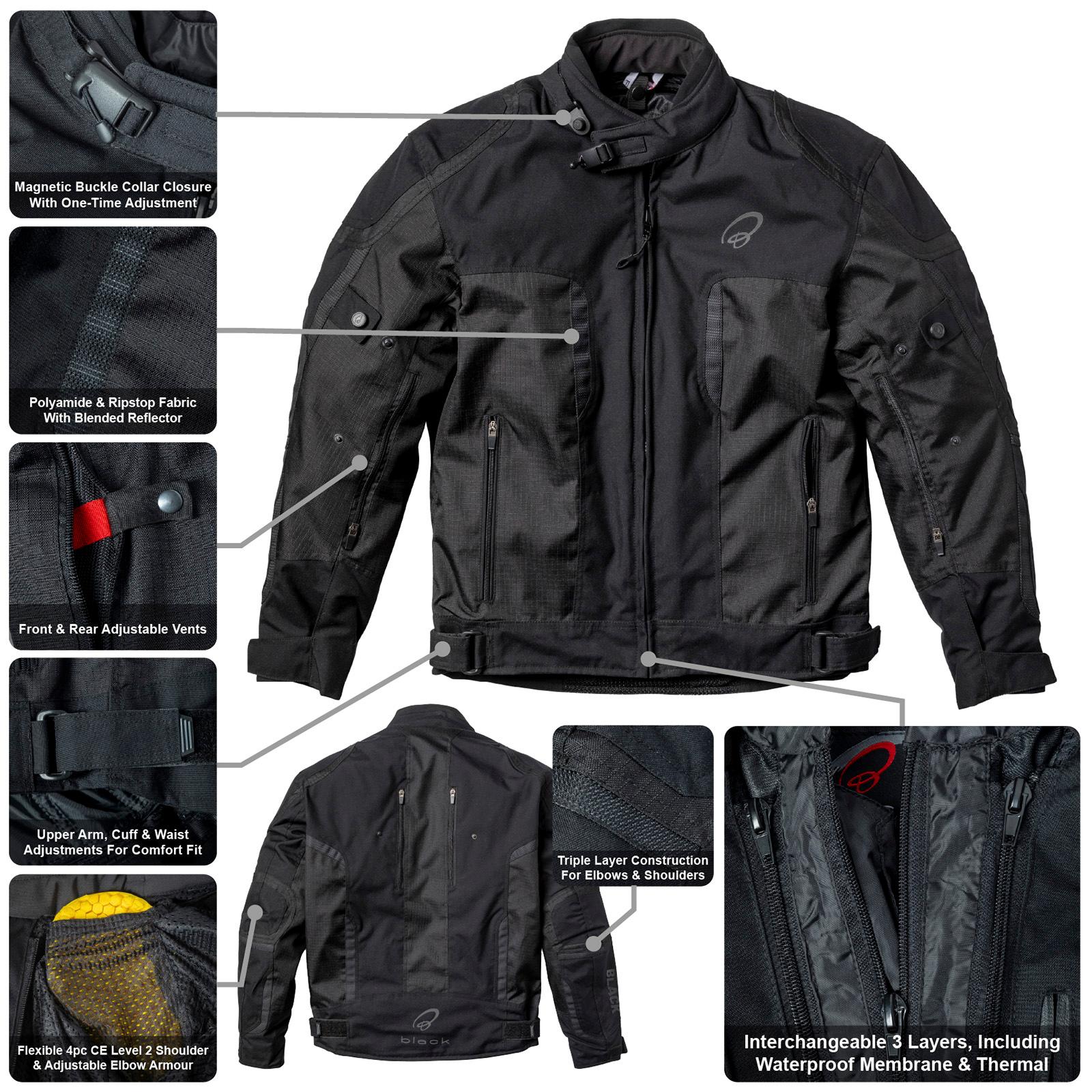Black Zeal Motorcycle Jacket 3XL Black image 2