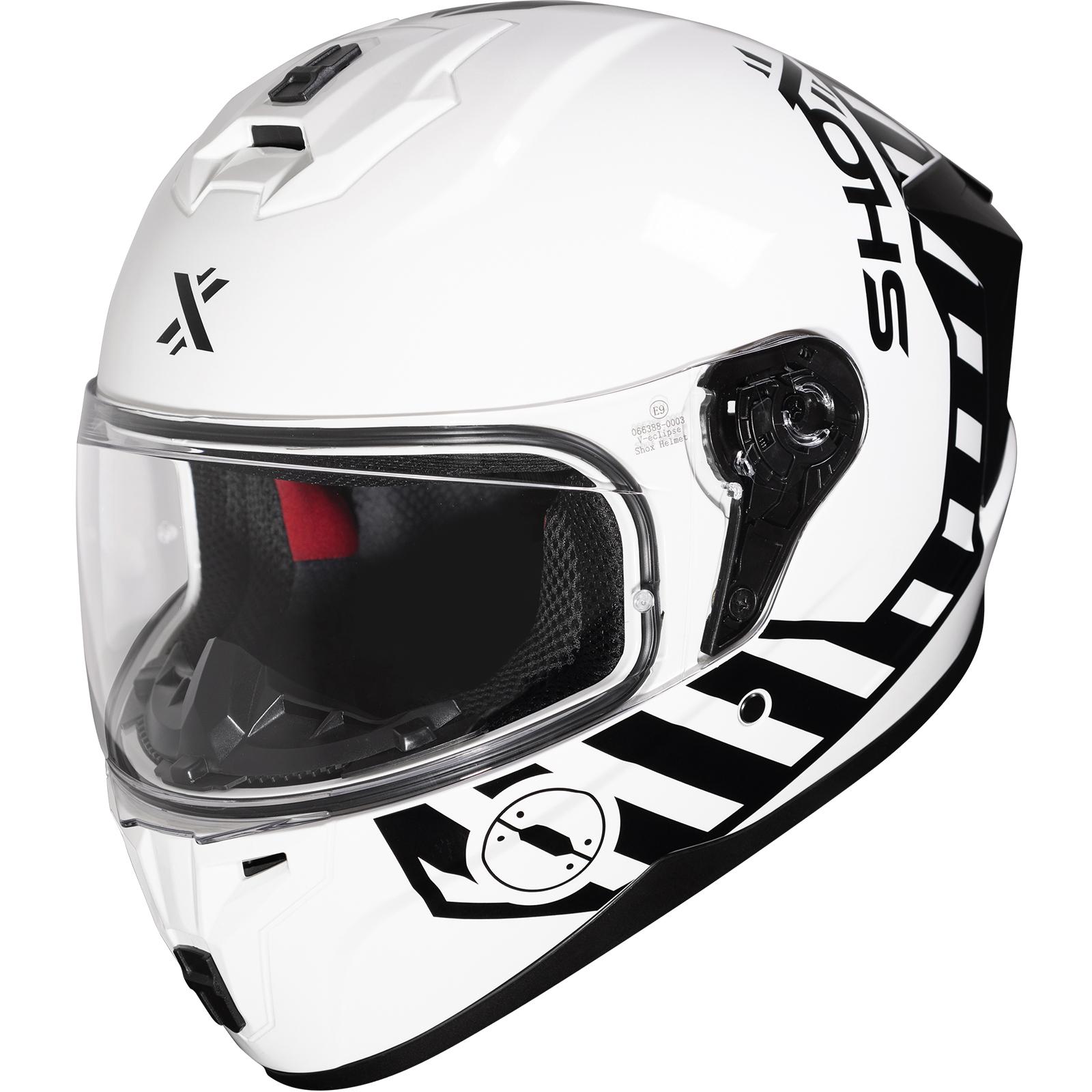 Shox Apex Core Motorcycle Helmet S Gloss White Black