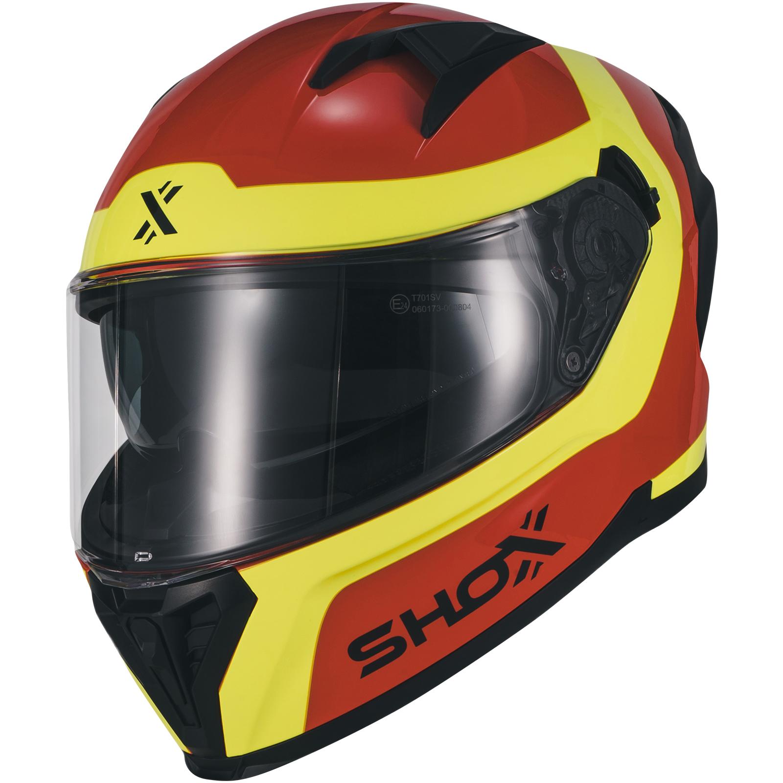 Shox Rapid Advance Motorcycle Helmet XXL Gloss Orange Hi-Vis Yellow