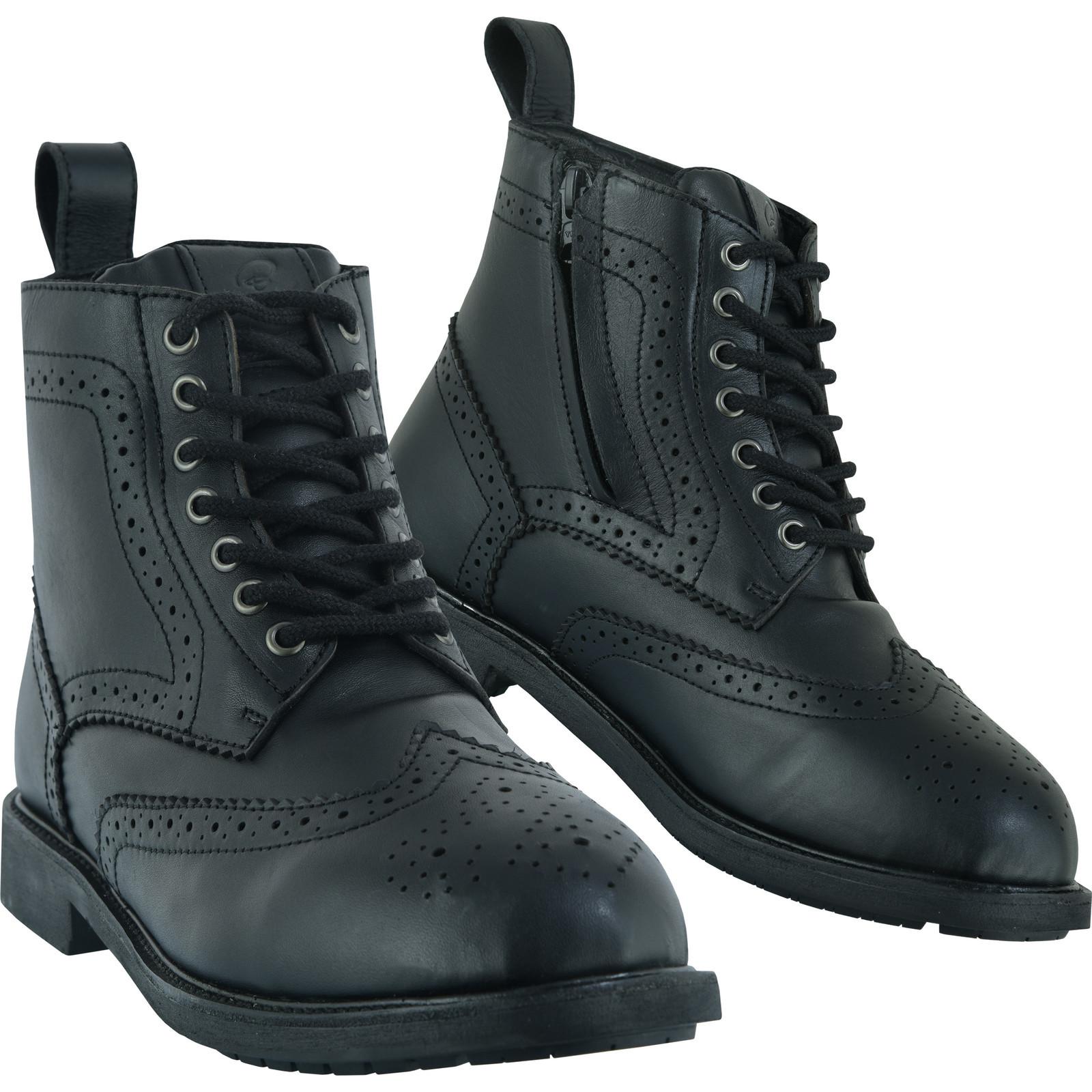 Black Officer Brogue Motorcycle Boots 46 Black (UK 12)