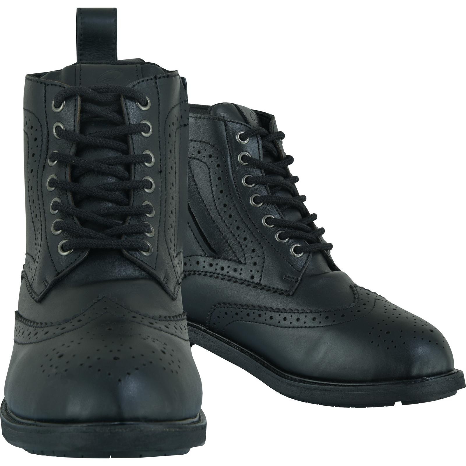 Black Officer Brogue Motorcycle Boots 46 Black (UK 12) image 2