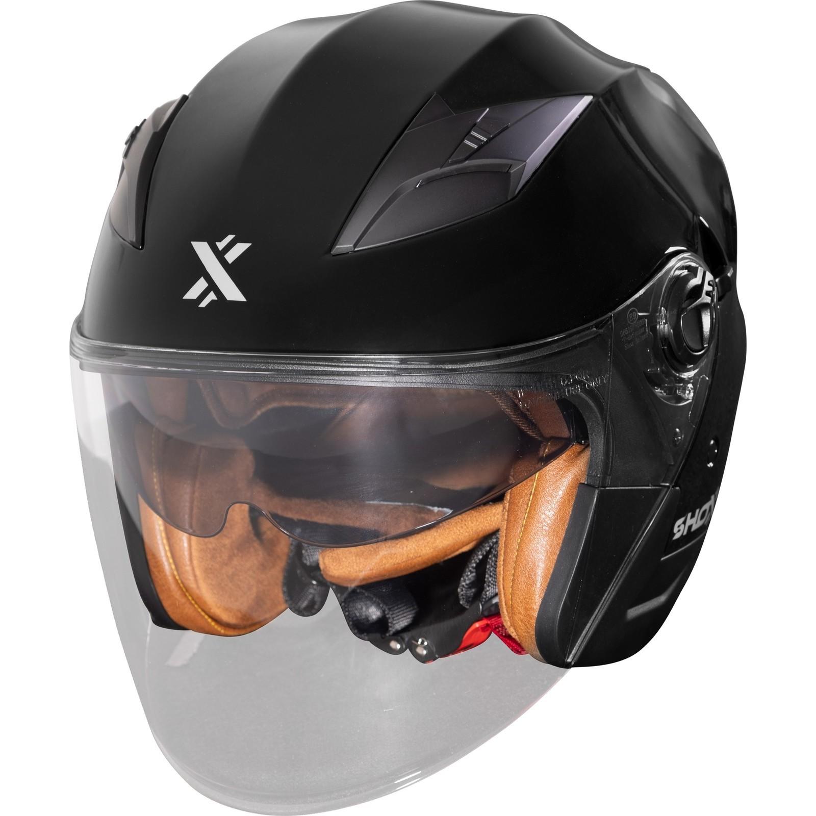Shox Defender Solid Open Face Motorcycle Helmet M Gloss Black