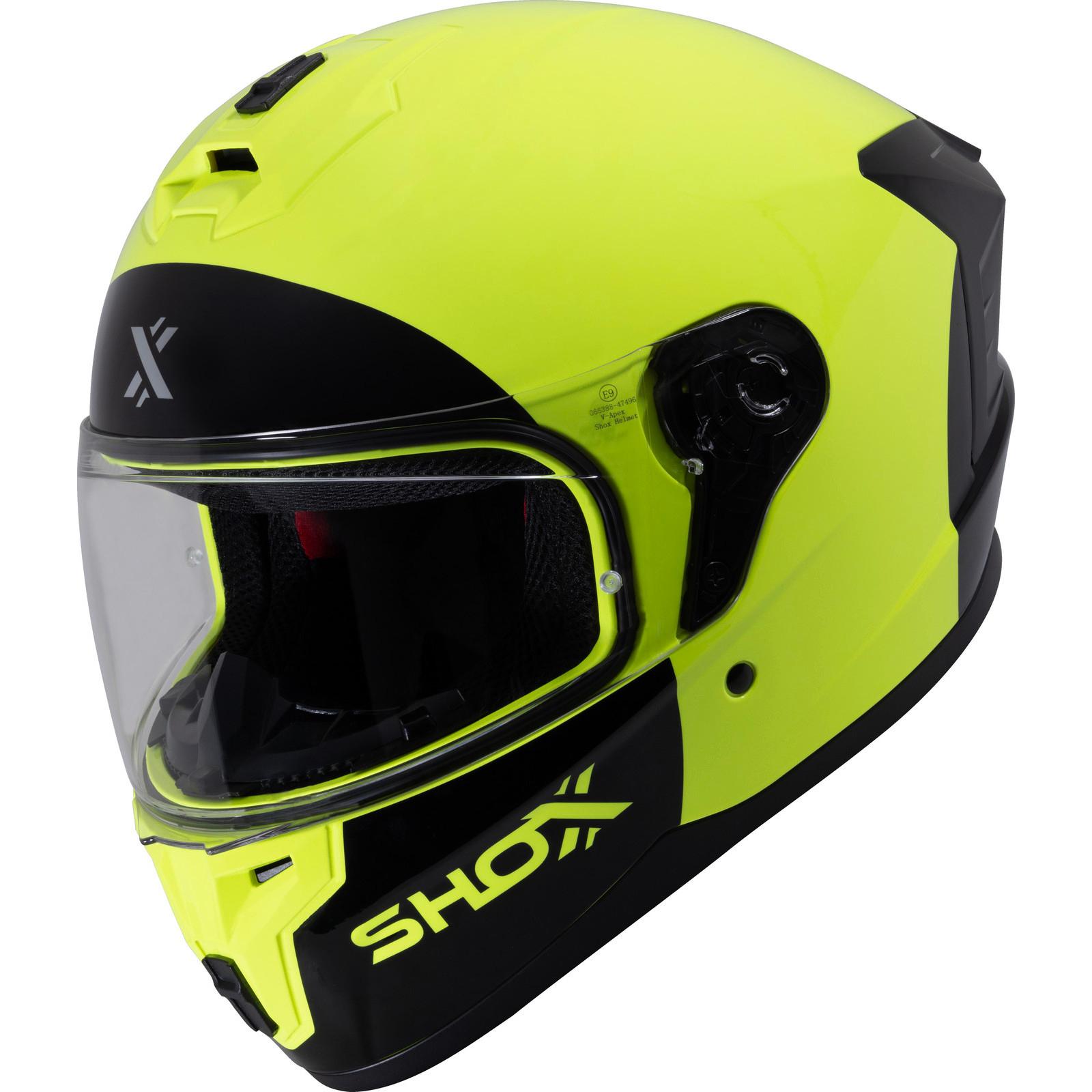 Shox Apex Base Motorcycle Helmet L Gloss Hi-Vis Yellow Black