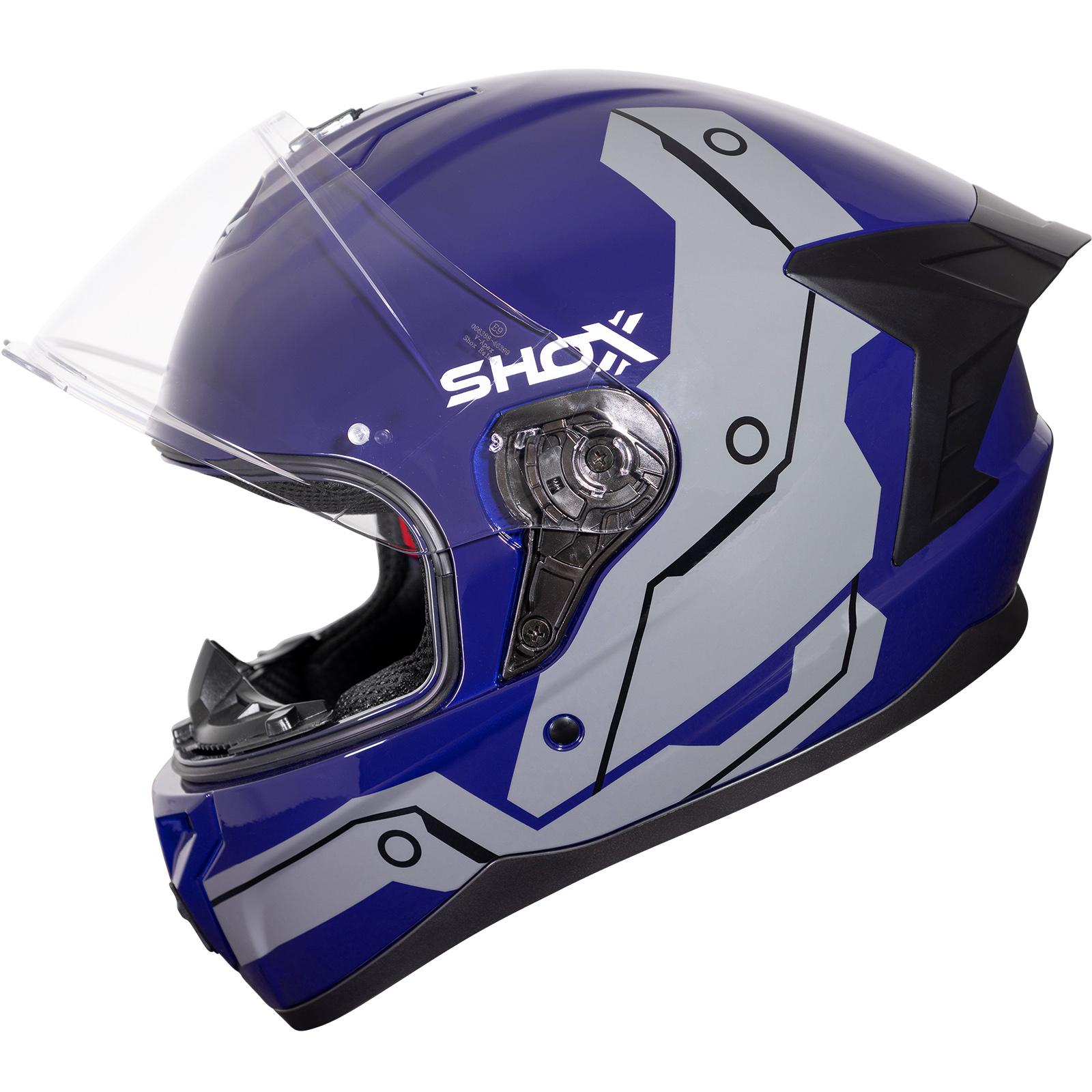 Shox Apex Tech Motorcycle Helmet L Gloss Blue Grey image 2