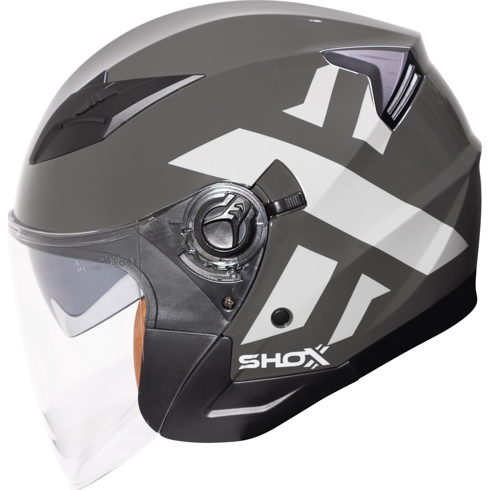 Shox Defender-X Open Face Motorcycle Helmet XS Grey-X