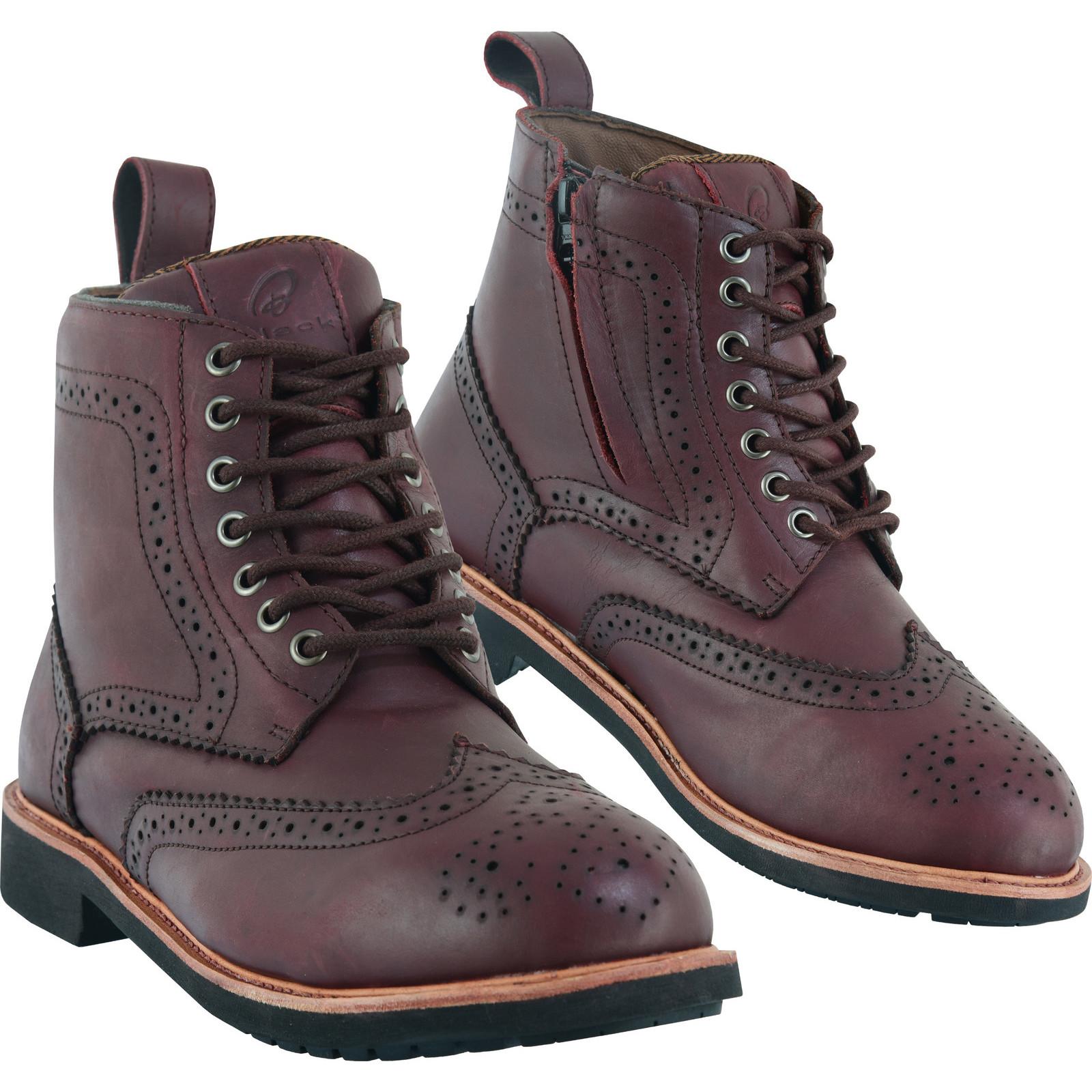 Black Officer Brogue Motorcycle Boots 45 Dark Red (UK 11)