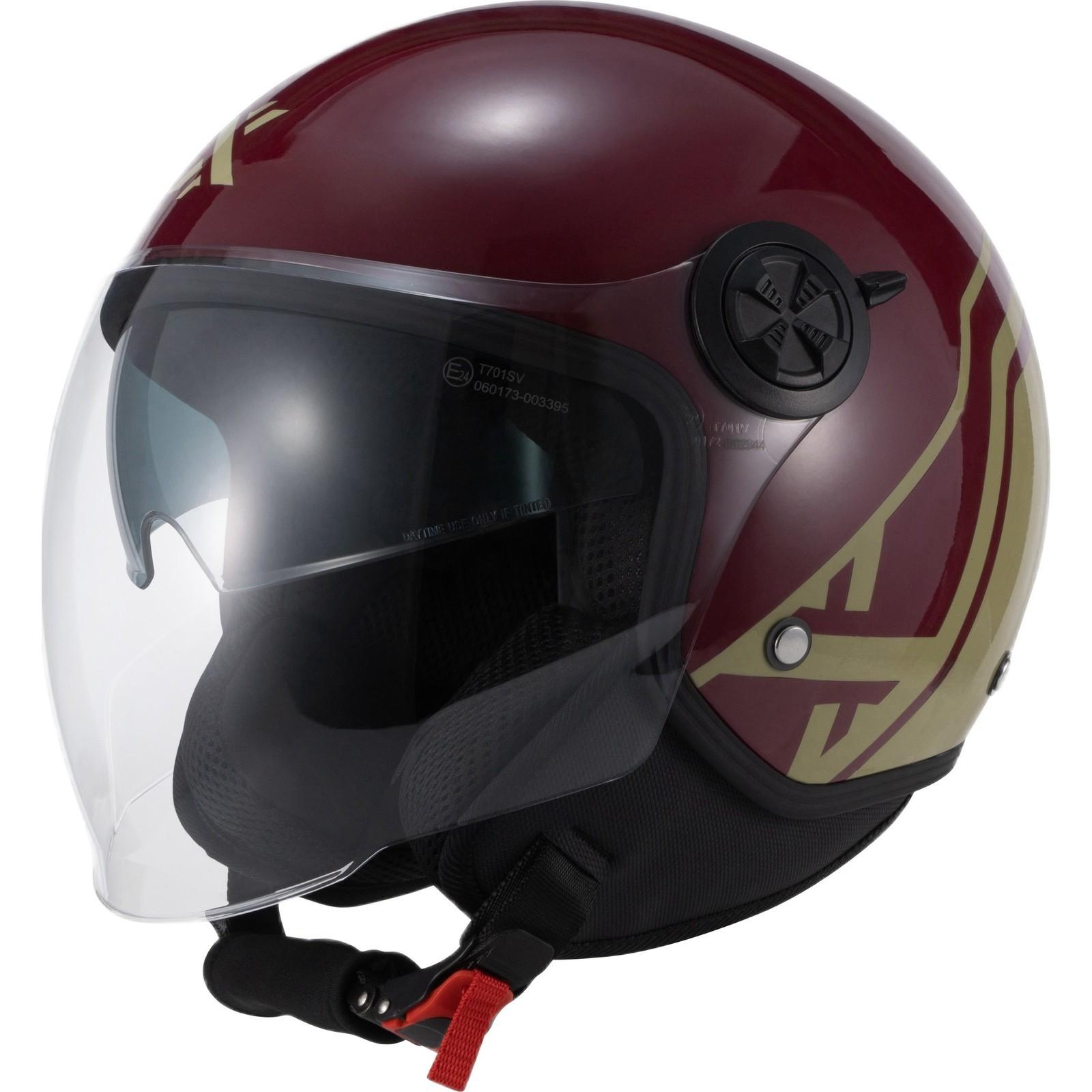 Shox Interceptor SV Delta Open Face Motorcycle Helmet M Gloss Burgundy Sand