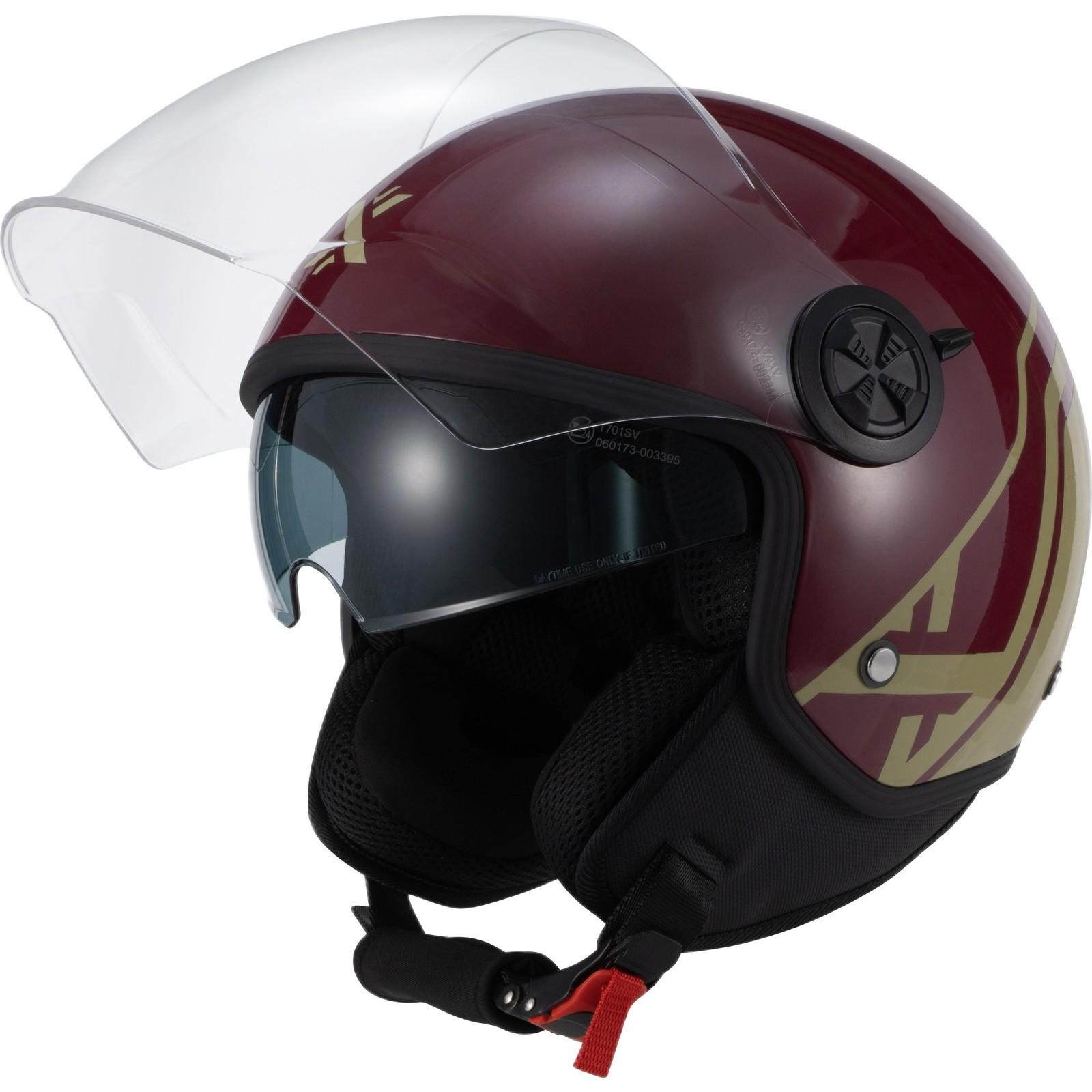 Shox Interceptor SV Delta Open Face Motorcycle Helmet M Gloss Burgundy Sand image 2