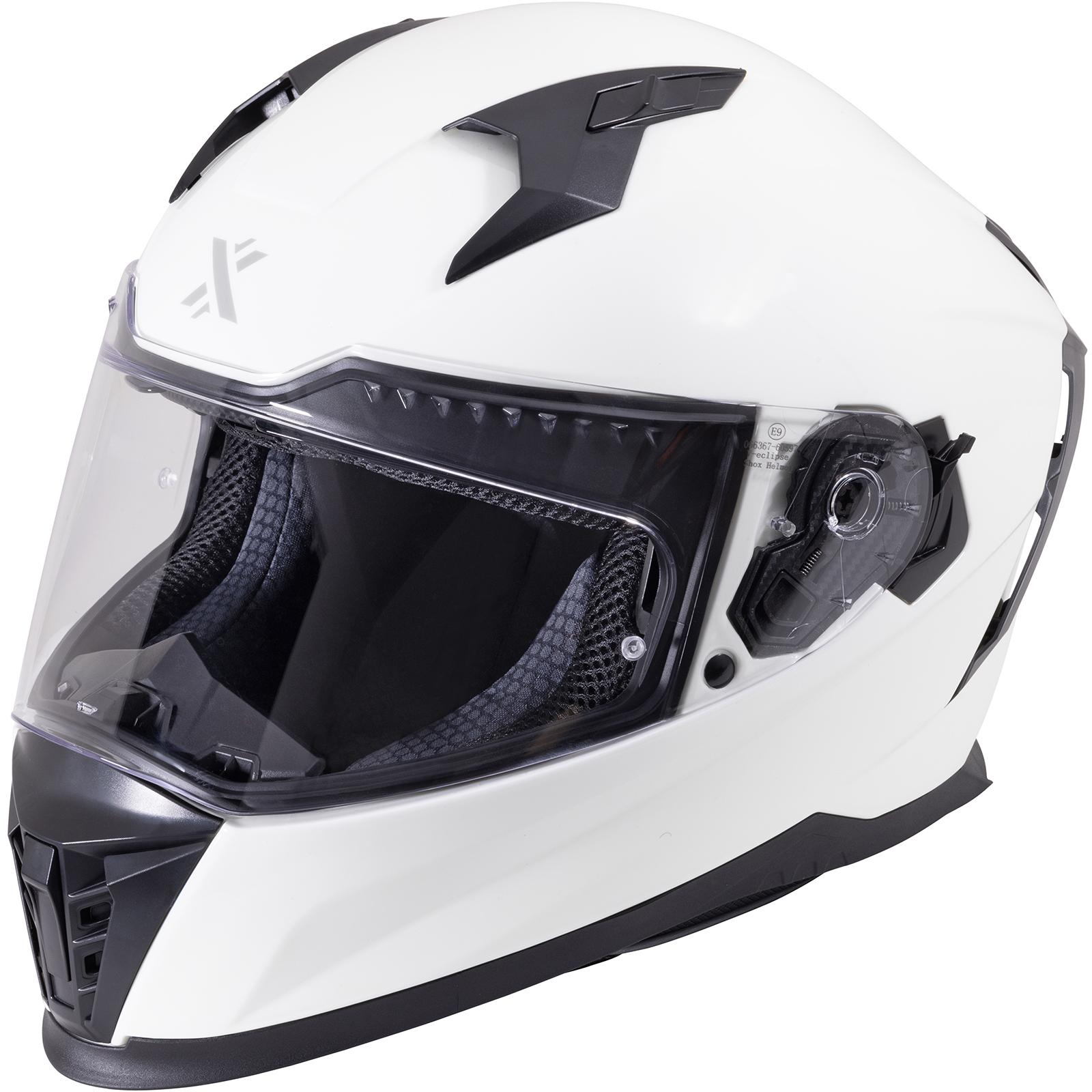 Shox Eclipse Solid Motorcycle Helmet XS Gloss White image 2