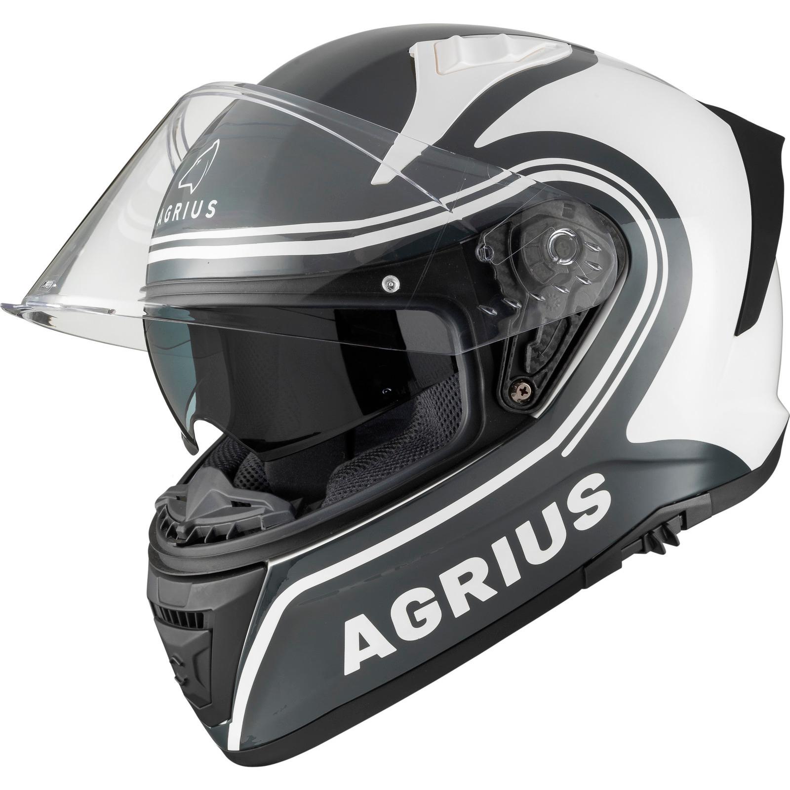 Agrius Storm Discharge Motorcycle Helmet M Gloss Grey White image 2