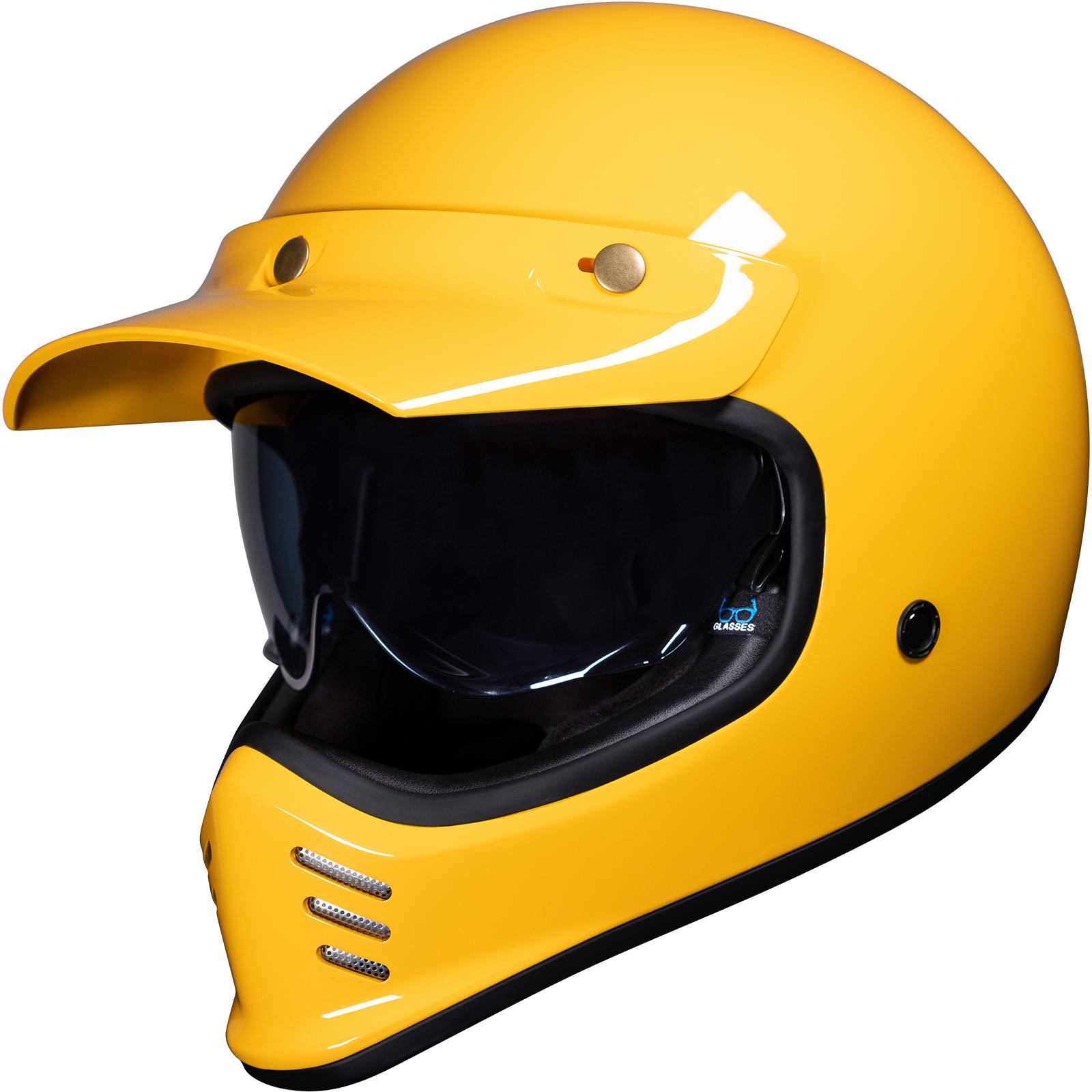 Black Gloss Sunset Yellow Royale Ii Retro Motorcycle Helmet Xs